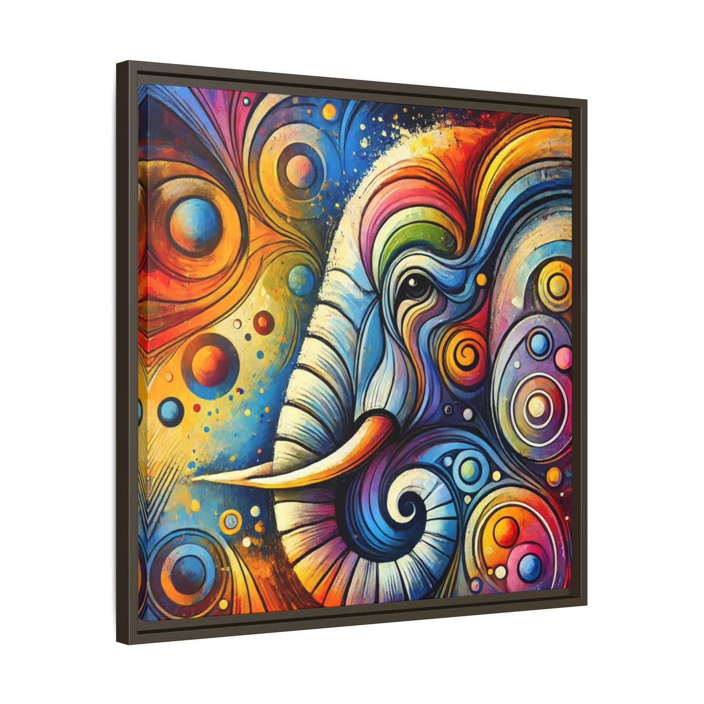 Modern Elephant Print Abstract Design Unique Framed Canvas Print African Wall Art Animal Lover Gift Nature Lover Decor 3 frame colors