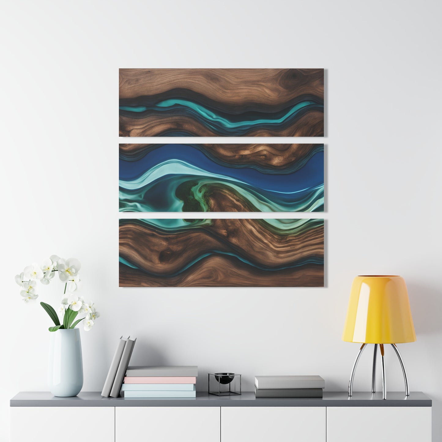 Geode-Inspired Wood-look Design Triptych Acrylic Print Wall Art Nature Lover Gift Geology Agate Rock Lover Gift