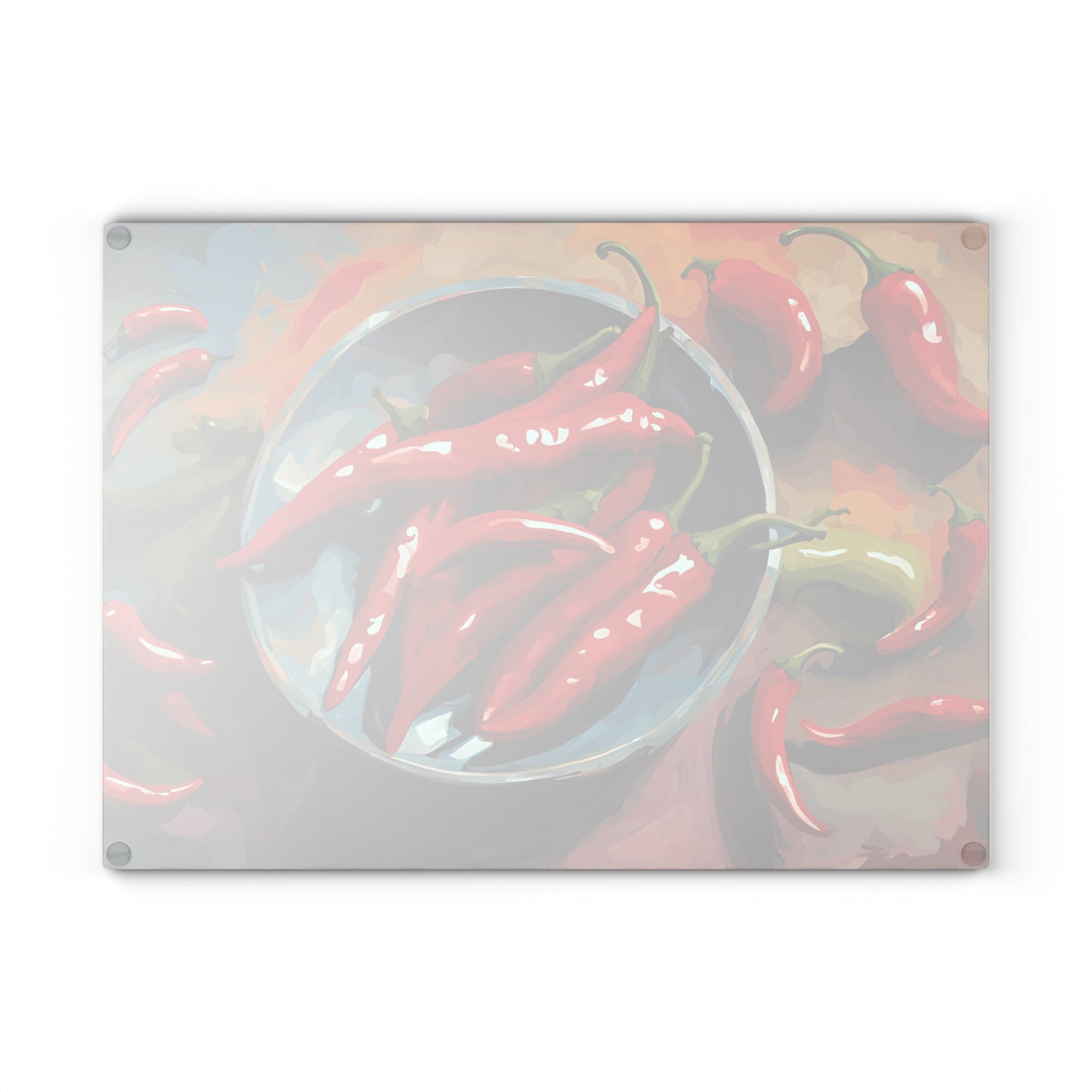 Kitchen Decor Glass Cutting Board Serving Tray with Red Hot Chili Peppers Design Cutting Board Gift for Home Cook Charcuterie Board