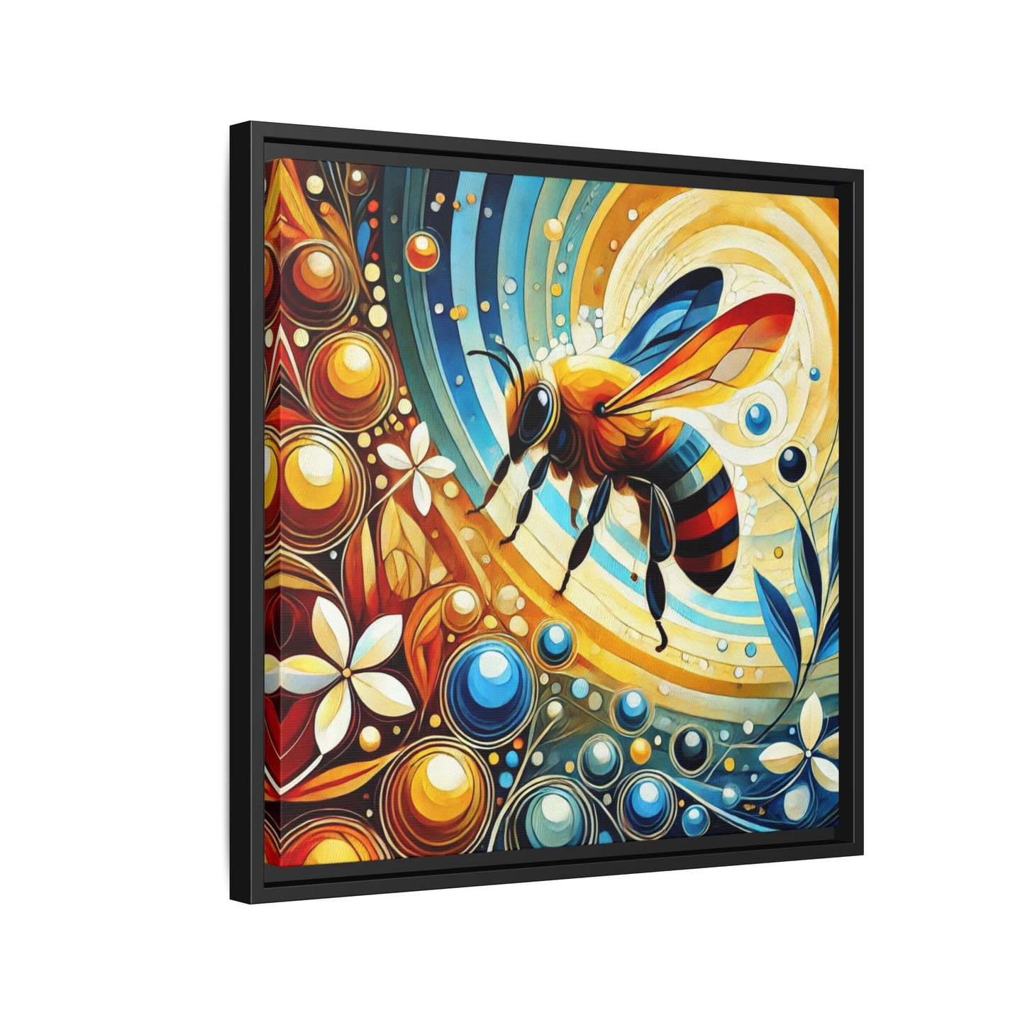 Modern Bee Print Abstract Design Unique Framed Canvas Print Insect Lover Wall Art Animal Lover Nature Lover Decor 3 frame colors