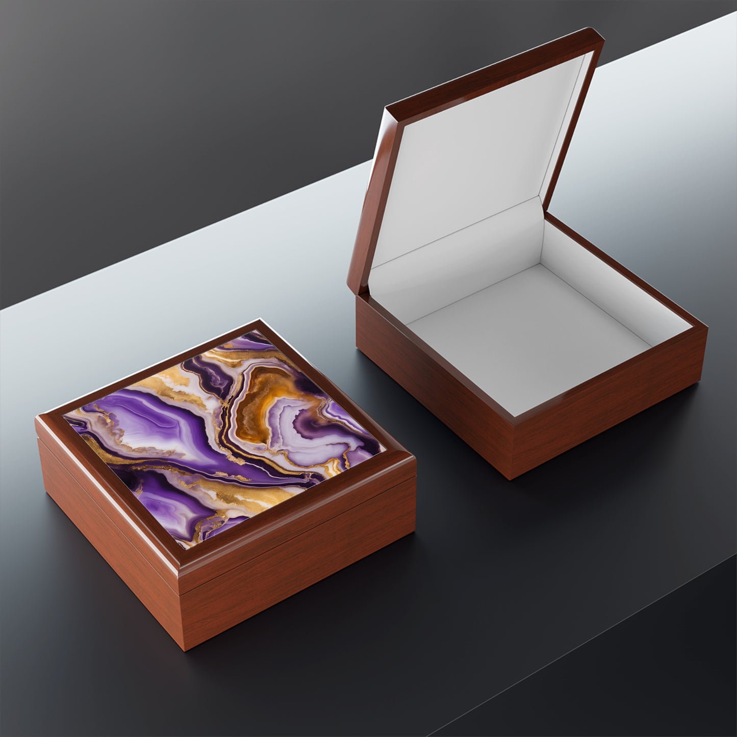 Unique Art Print Design Jewelry Box Trinket Box Bedroom Dresser Decor Vanity Gift Box - 3 colors to choose from