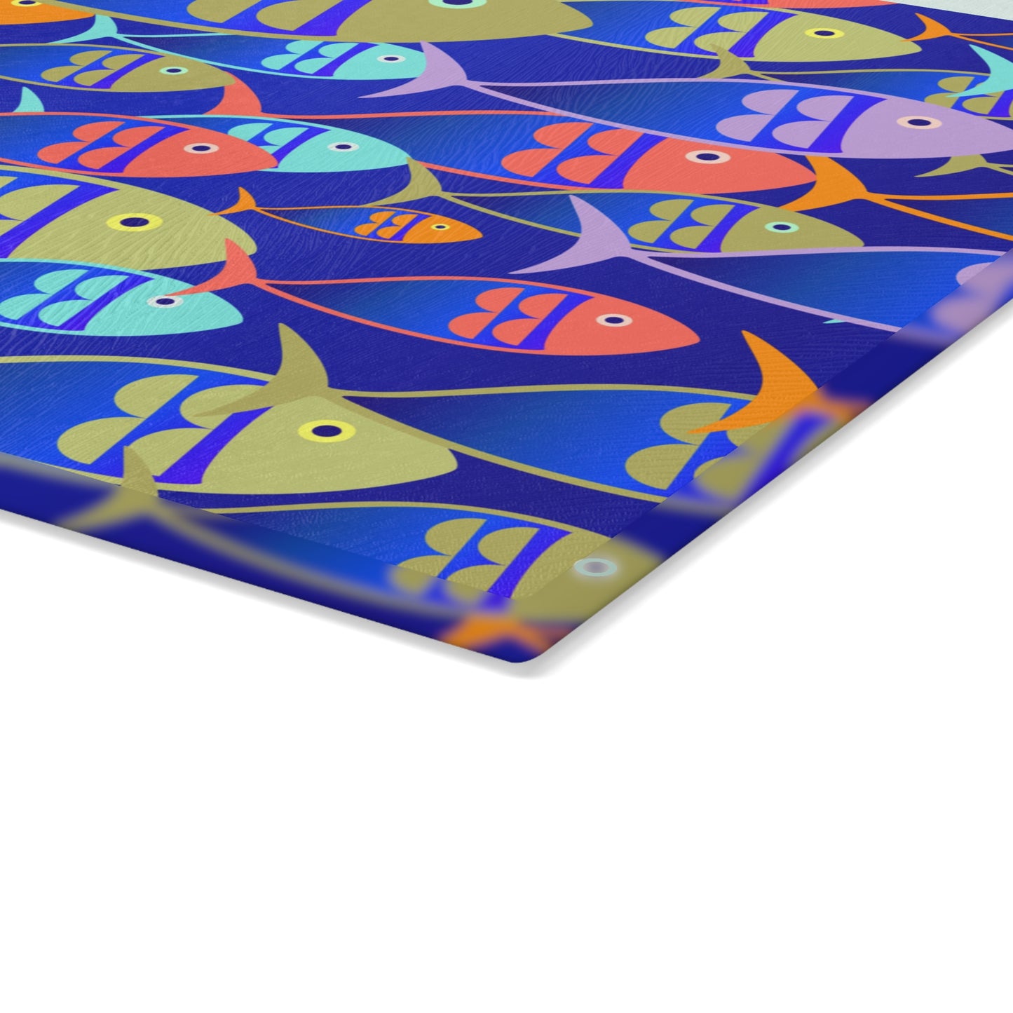 Kitchen Decor Glass Cutting Board Serving Tray with Fish Design Cutting Board Gift for Home Cook Fun Charcuterie Board