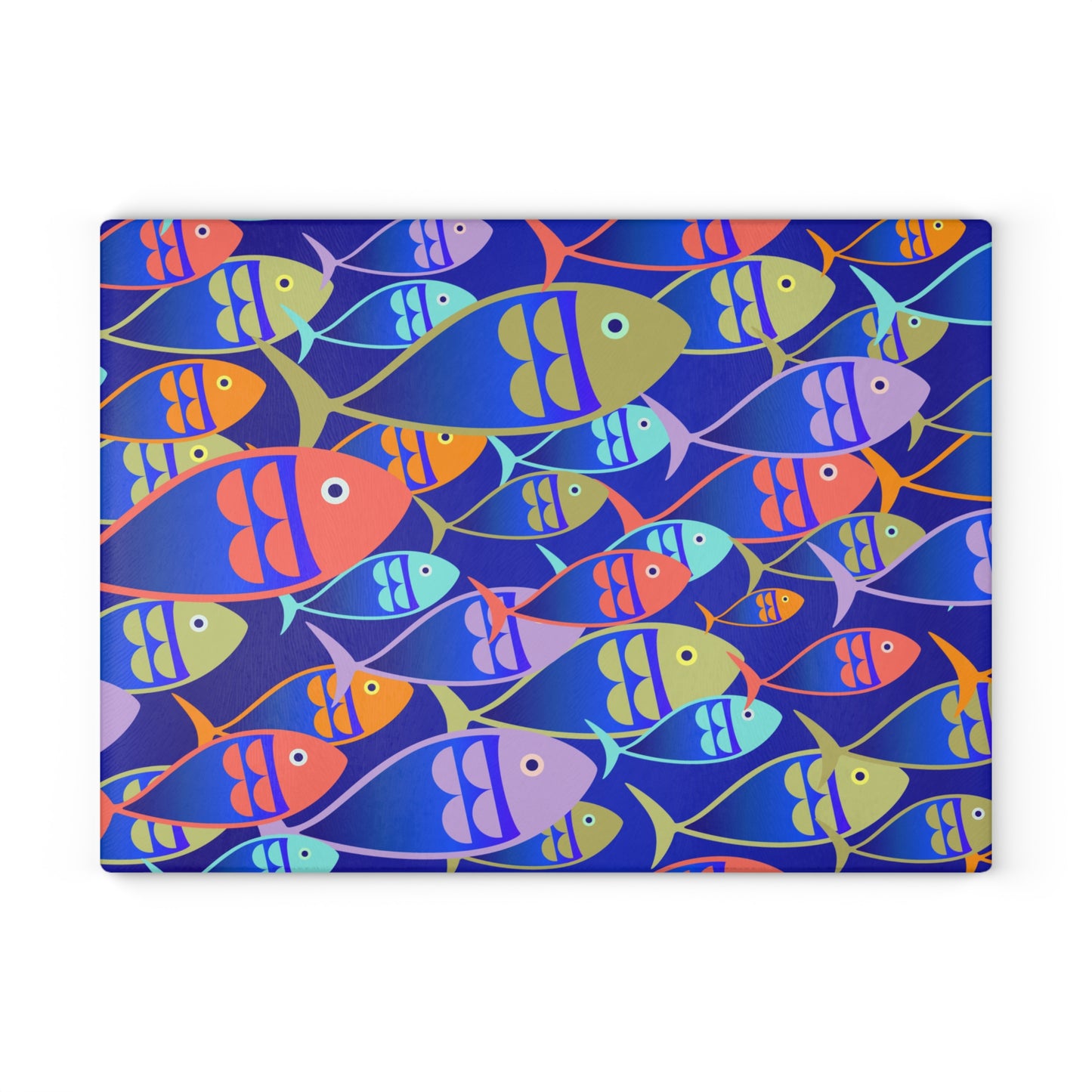 Kitchen Decor Glass Cutting Board Serving Tray with Fish Design Cutting Board Gift for Home Cook Fun Charcuterie Board
