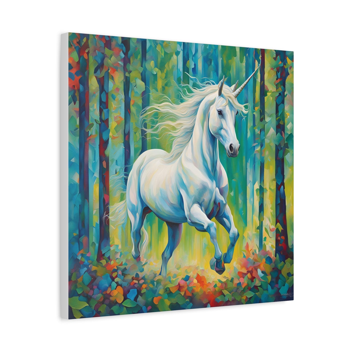 Unicorn Print Wall Art | Matte Canvas, Stretched, 1.25" | Fantasy Anime Modern Art Print Mystical Creature Gift