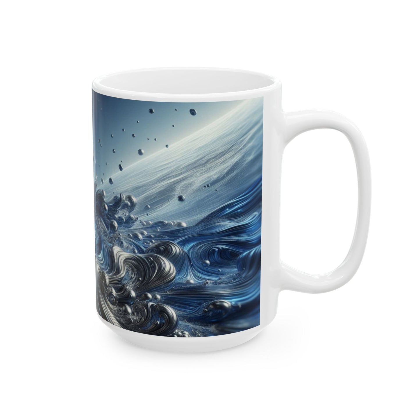 Ceramic Coffee Mug Modern Liquid Metal Wave Design Mug Tea Cup Oceanic Swirl Design Salt Life Surfer Ceramic Mug