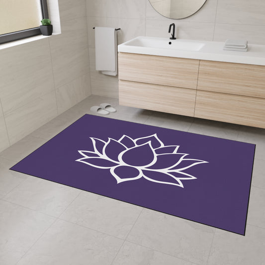 Decorative Heavy Duty Non-Slip Floor Mat Stylish Design Perfect for Entryway Kitchen Décor Purple Lotus Blossom Floral Design Rug Bath Mat