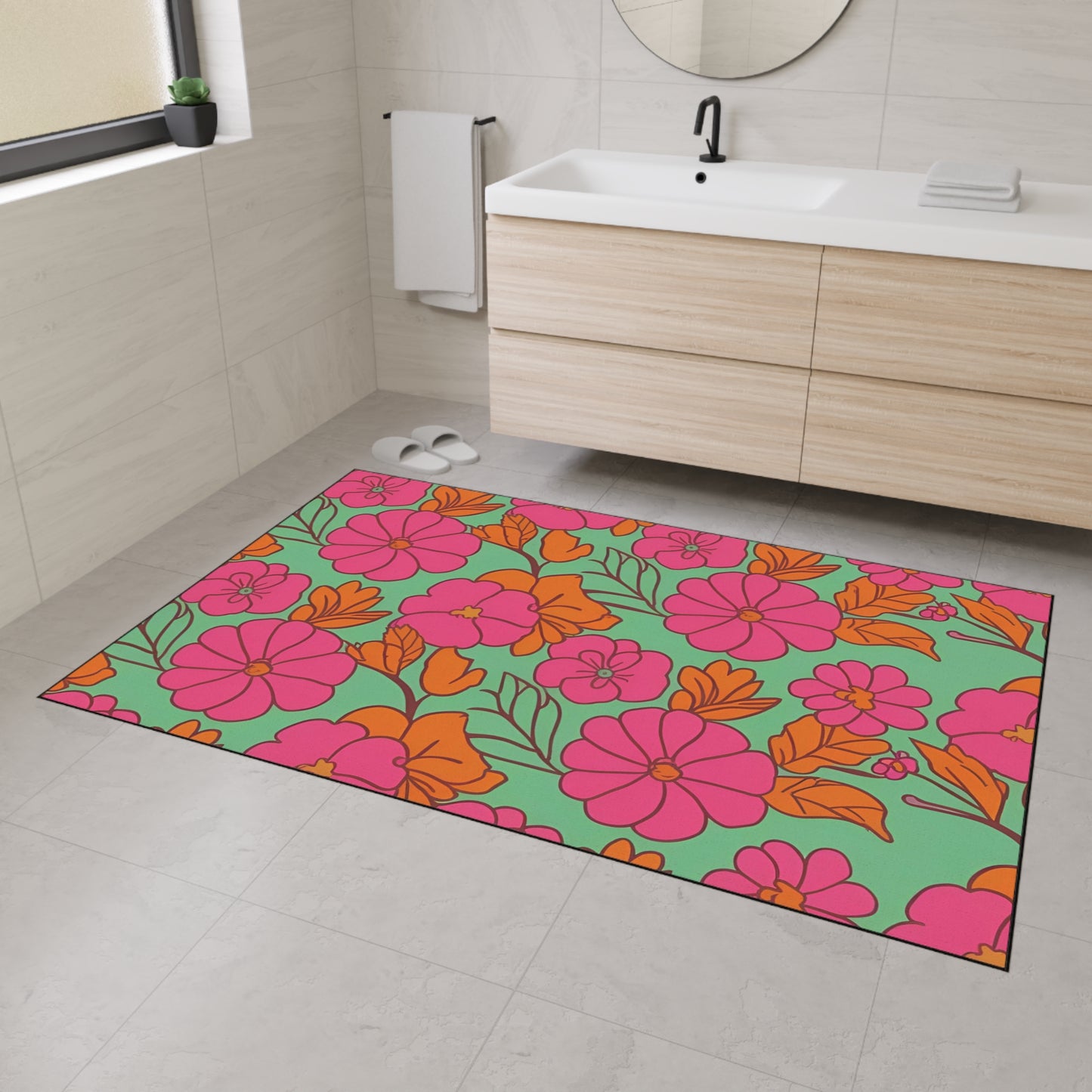 Decorative Heavy Duty Non-Slip Floor Mat Stylish Design Perfect for Entryway Kitchen Décor Garage Rug Tropical Bathroom Floor Door Mat