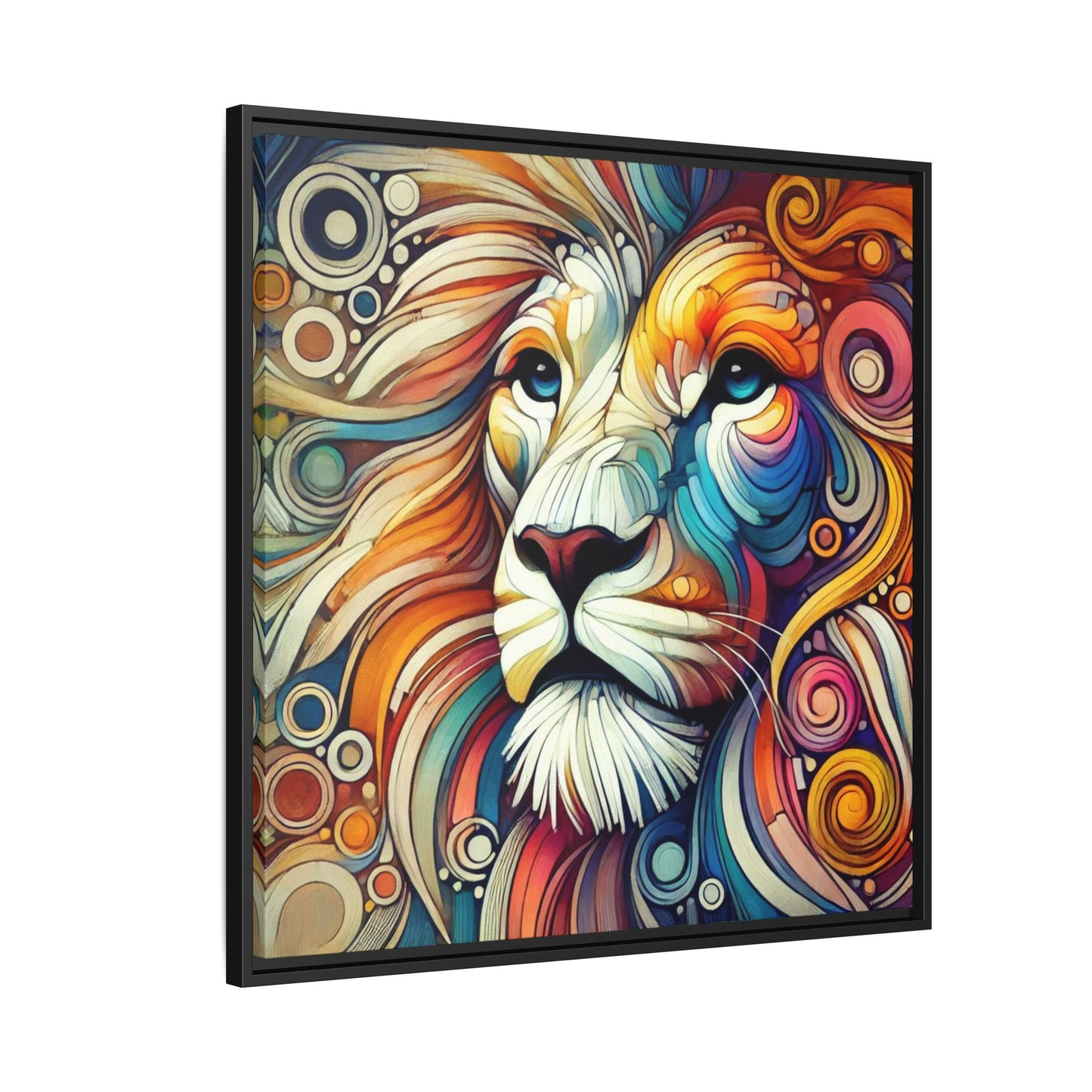 Modern Lion Print Abstract Design Unique Framed Canvas Print King of Jungle Wall Art Animal Lover Gift Nature Lover Decor 3 frame colors