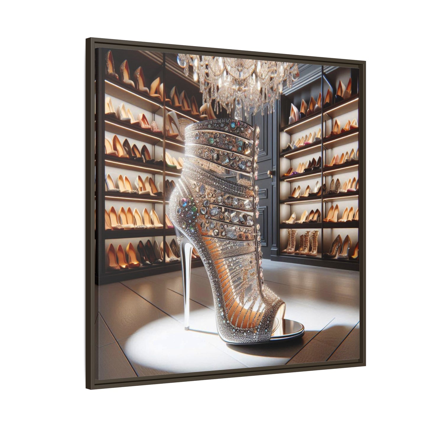 High Heel Shoe Framed Canvas Print Wall Art Unique Fashion Designer Style Haute Couture Shoe Lover Fashionista Gift Decor 3 Frame Colors