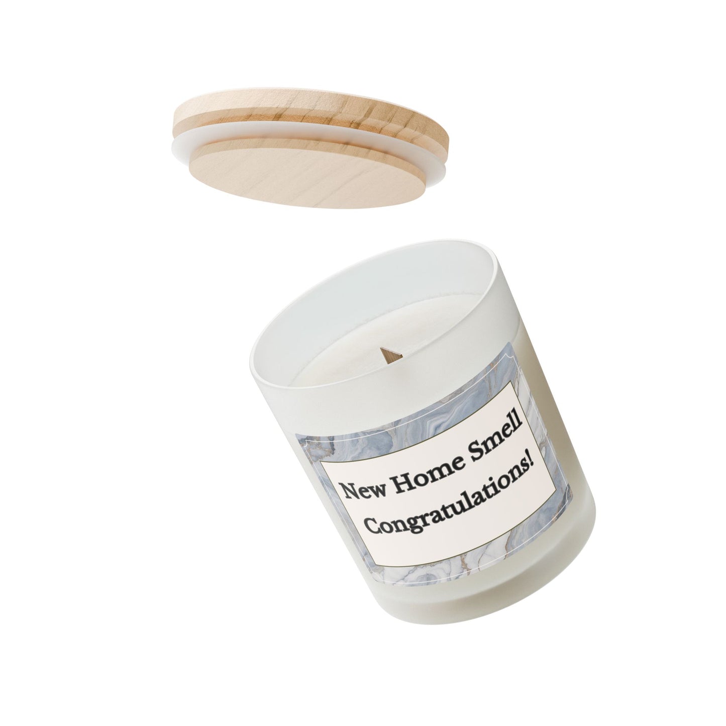 Artisanal Coconut Soy Frosted Glass Candle with Wooden Wick and Raw Maple Lid 11 oz Hand Poured Candle for New Home Owner 50 hrs burn time