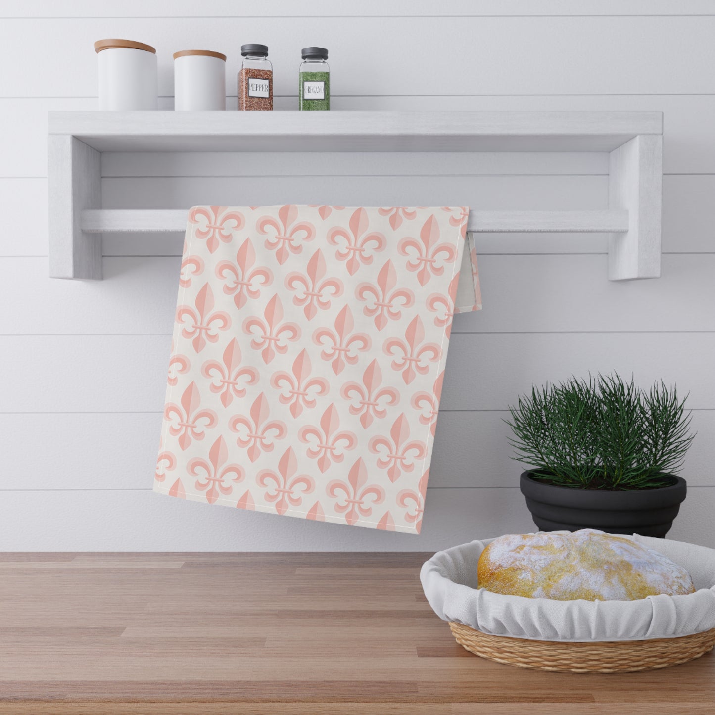 Fleur de Lis Kitchen Tea Towel Pastel Dish Towel Durable Hand Towel Gift for Flower Lover Whimsical Home Decor Kitchen Cotton Twill