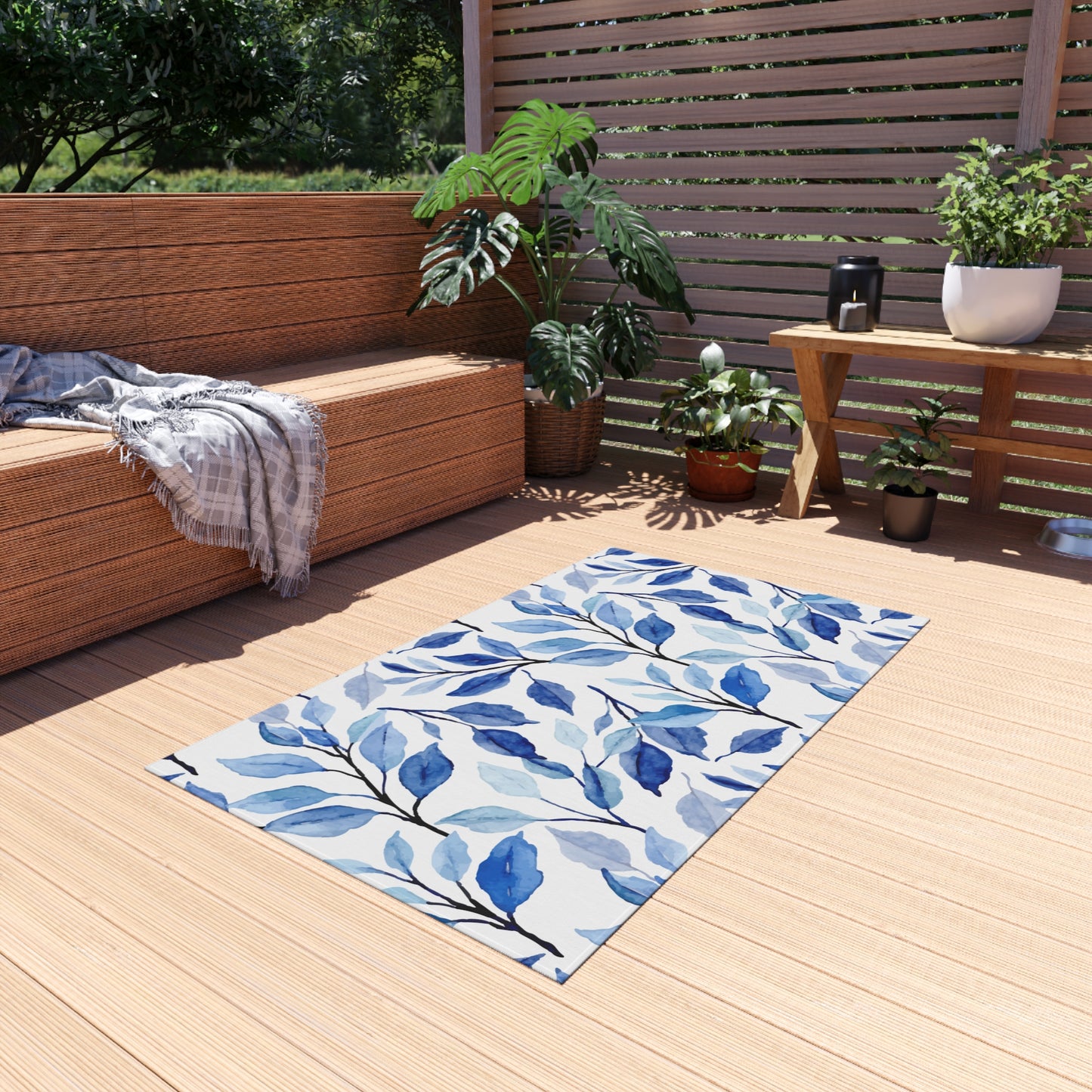 Chenille Outdoor Rug with No-Skid Backing Cozy Outdoor Carpet Patio Decor Gazebo Rug Pool Area Decor Outdoor Kitchen Carpet