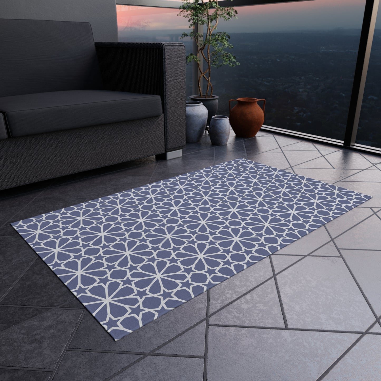 Chenille Outdoor Rug with No-Skid Backing Cozy Outdoor Carpet Grey Patio Decor Gazebo Rug Pool Area Decor Outdoor Kitchen Carpet
