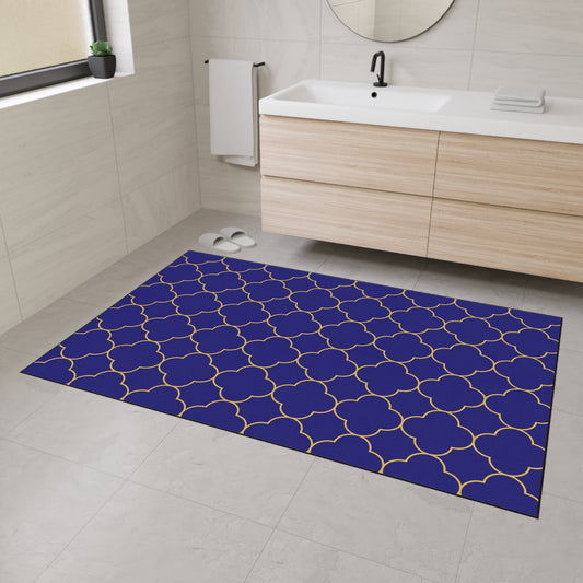 Decorative Heavy Duty Non-Slip Floor Mat Stylish Design Perfect for Entryway Kitchen Décor Blue Geometric Design Blue Rug Bathroom Mat