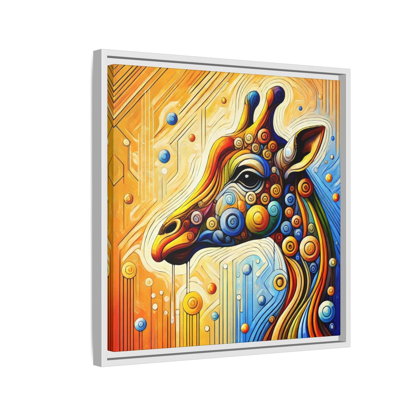Modern Giraffe Print Abstract Design Unique Framed Canvas Print African Wall Art Animal Lover Gift Nature Lover Decor 3 frame colors