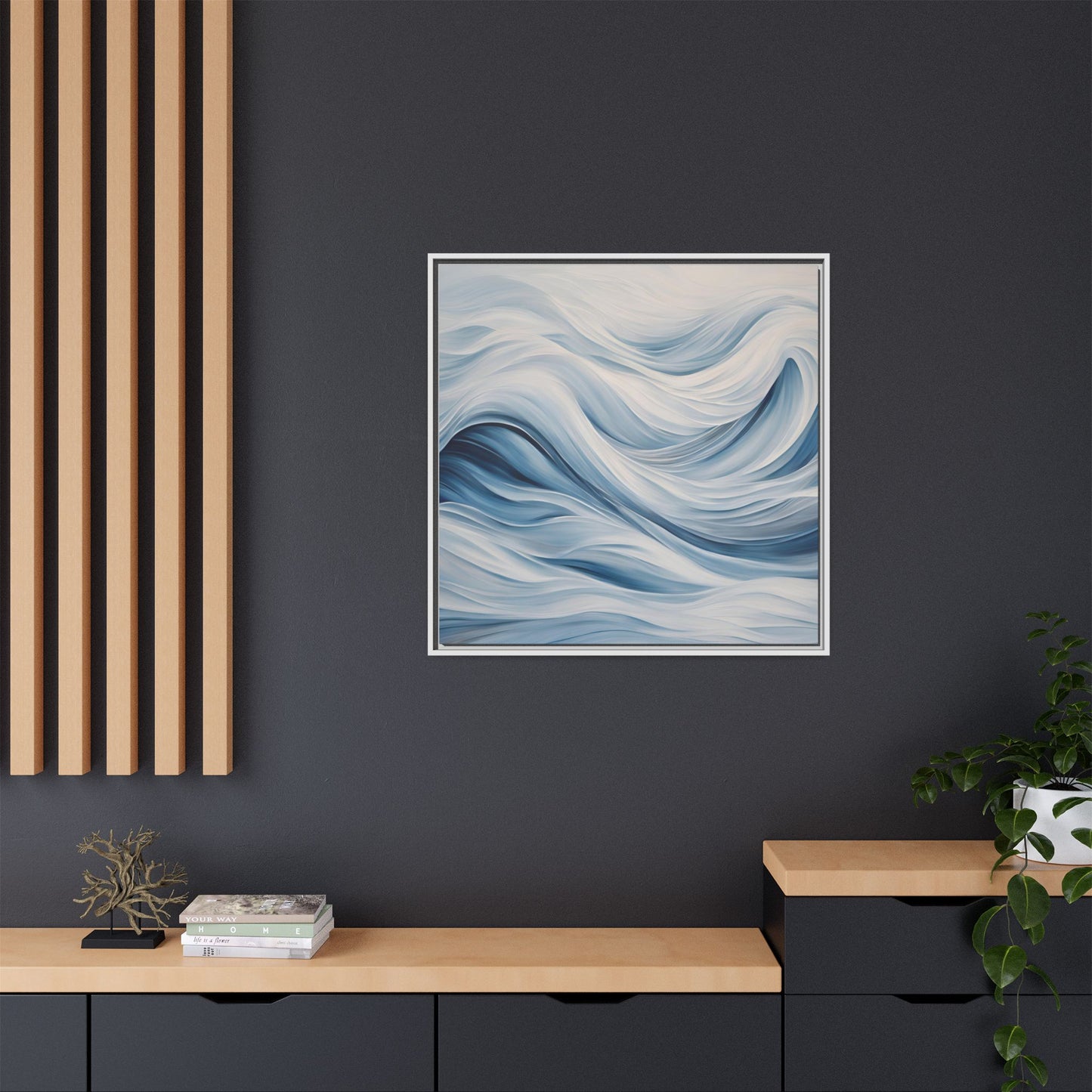 Modern Abstract Wave Design Unique Framed Print Canvas Wall Art Ocean Beach Gift Nature Lover Gift Underwater Sea Lover Gift 3 frame colors