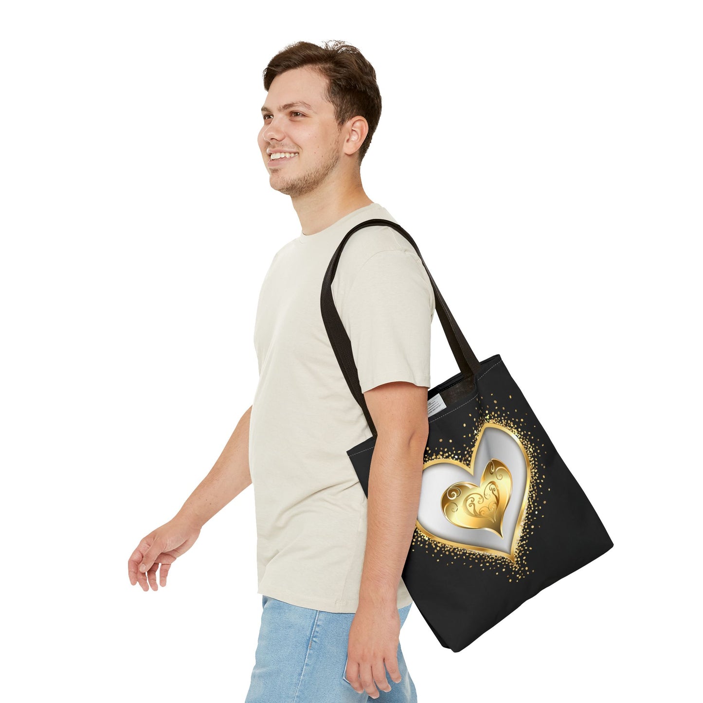 Heart Tote Bag | Carryall | Gold & Silver | Love | Happiness | Friendship |