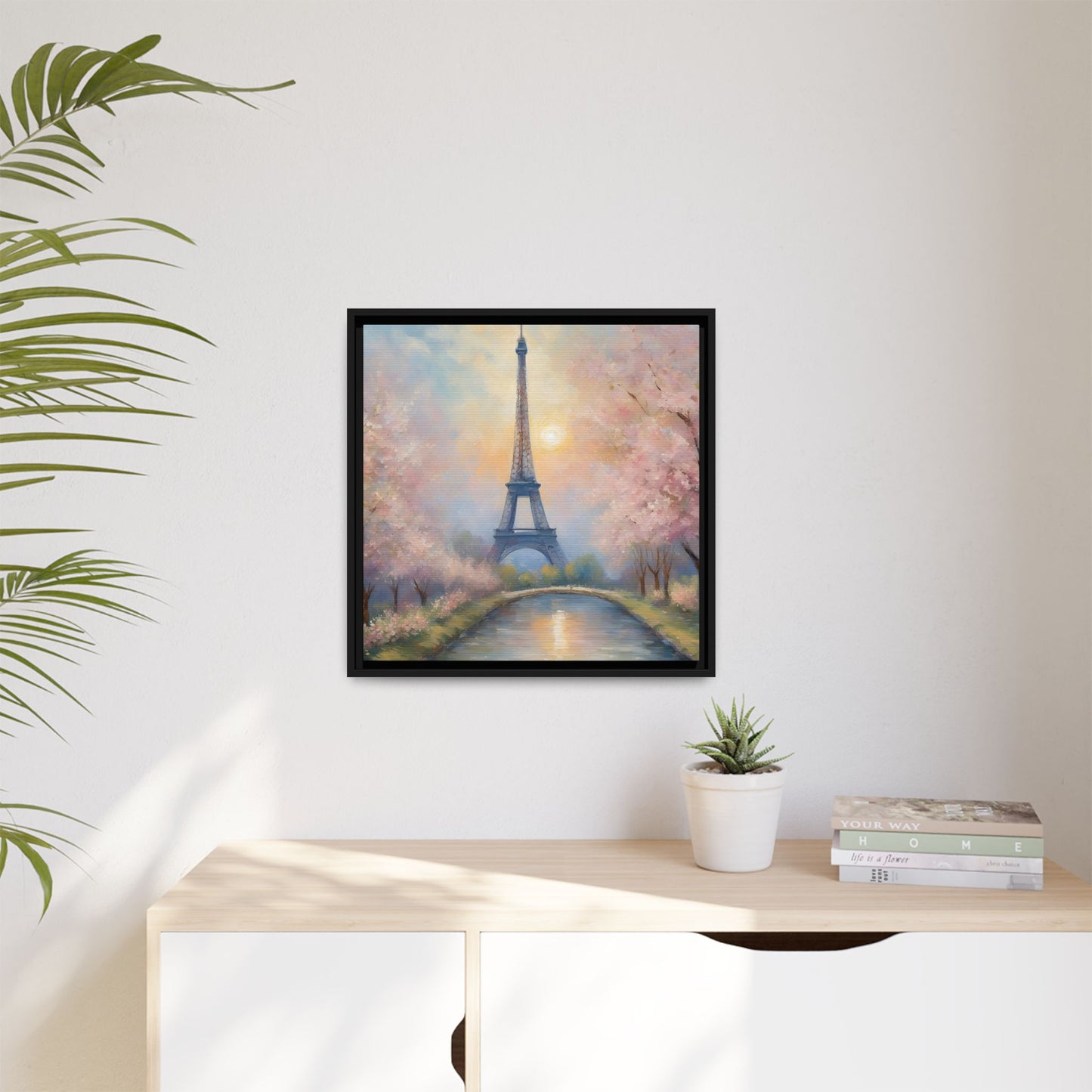 Modern Abstract Pastel Eiffel Tower Design Unique Framed Colorful Canvas Landscape Wall Art Paris France Gift Landscape Gift 3 frame colors