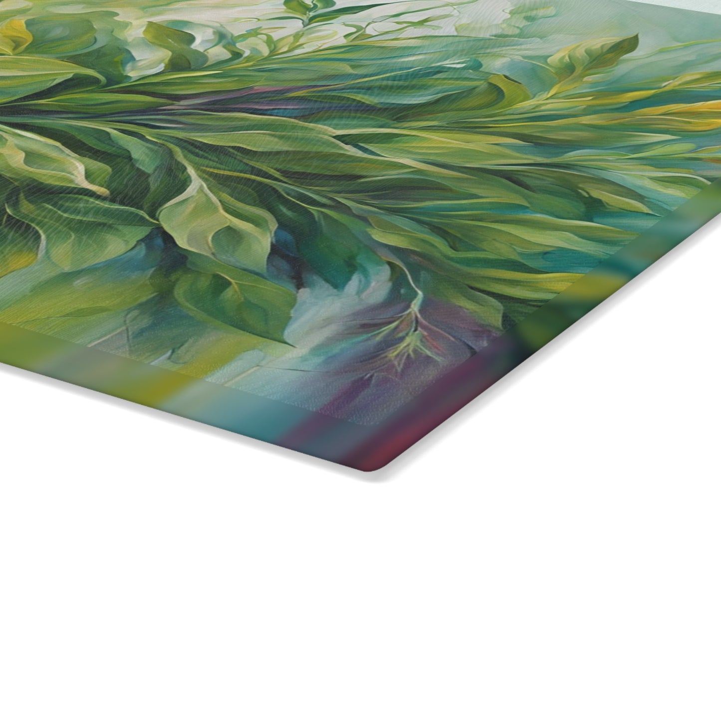 Kitchen Decor Glass Cutting Board Serving Tray with Modern Garden Herbs Pattern Cutting Board Gift for Home Cook Charcuterie Board