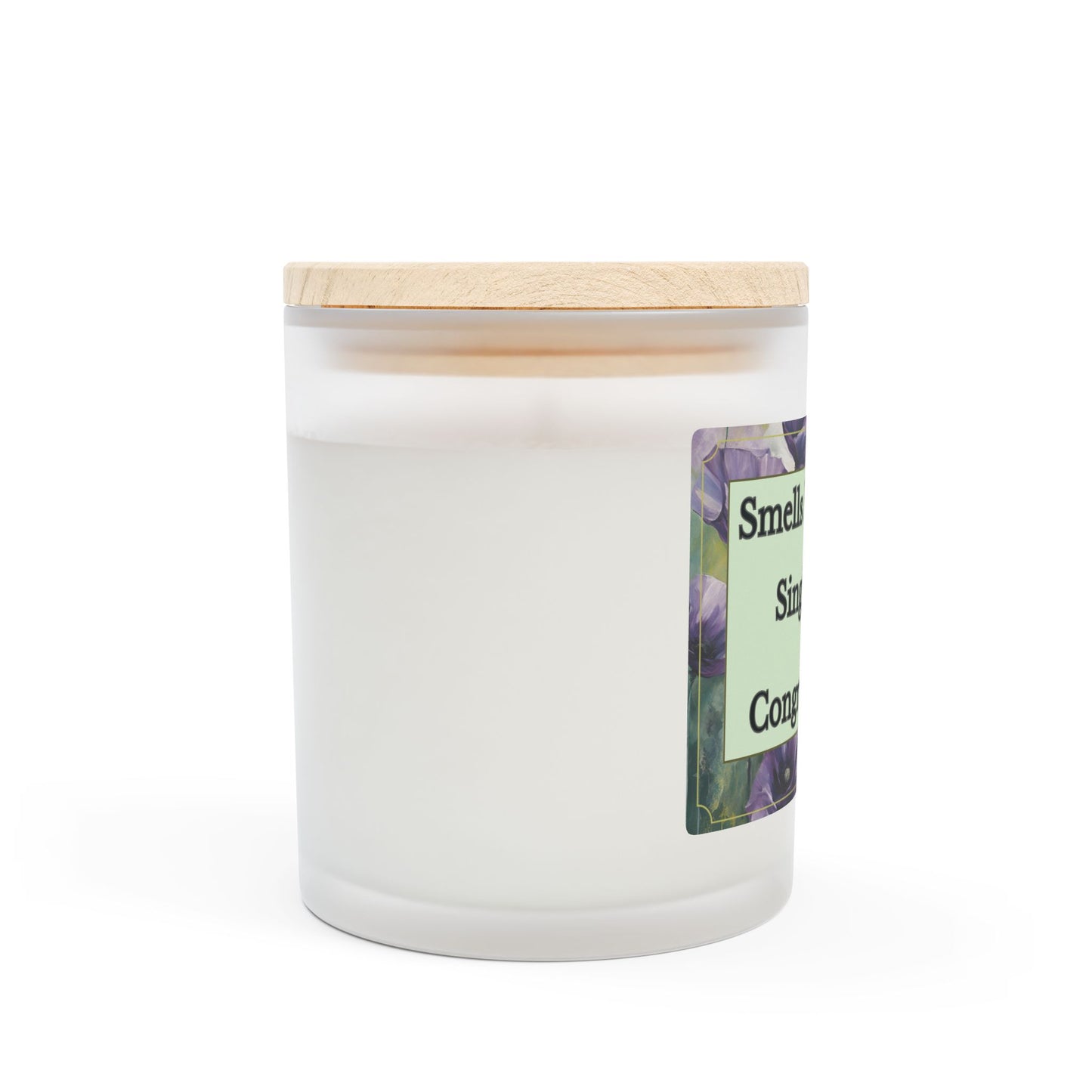 Artisanal Coconut Soy Frosted Glass Candle with Wooden Wick and Raw Maple Lid 11 oz Hand Poured Single Person Funny Breakup Candle