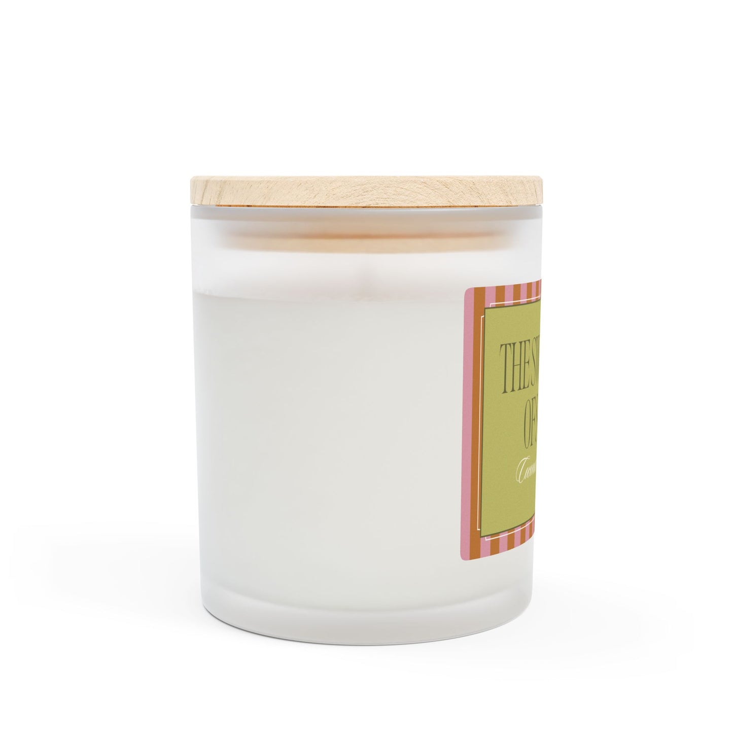 Artisanal Coconut Soy Frosted Glass Candle with Wooden Wick and Raw Maple Lid 11 oz Hand Poured Success Affirmation Candle 50 hr burn time