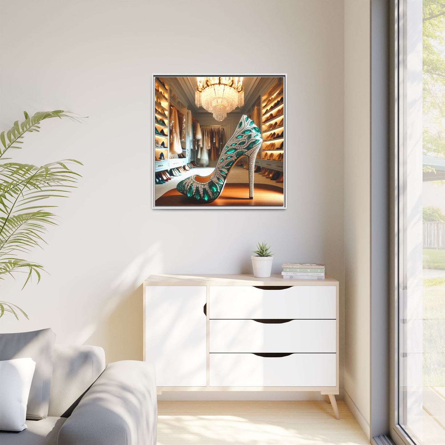 High Heel Shoe Framed Canvas Print Wall Art Unique Fashion Designer Style Haute Couture Shoe Lover Fashionista Gift Decor 3 Frame Colors