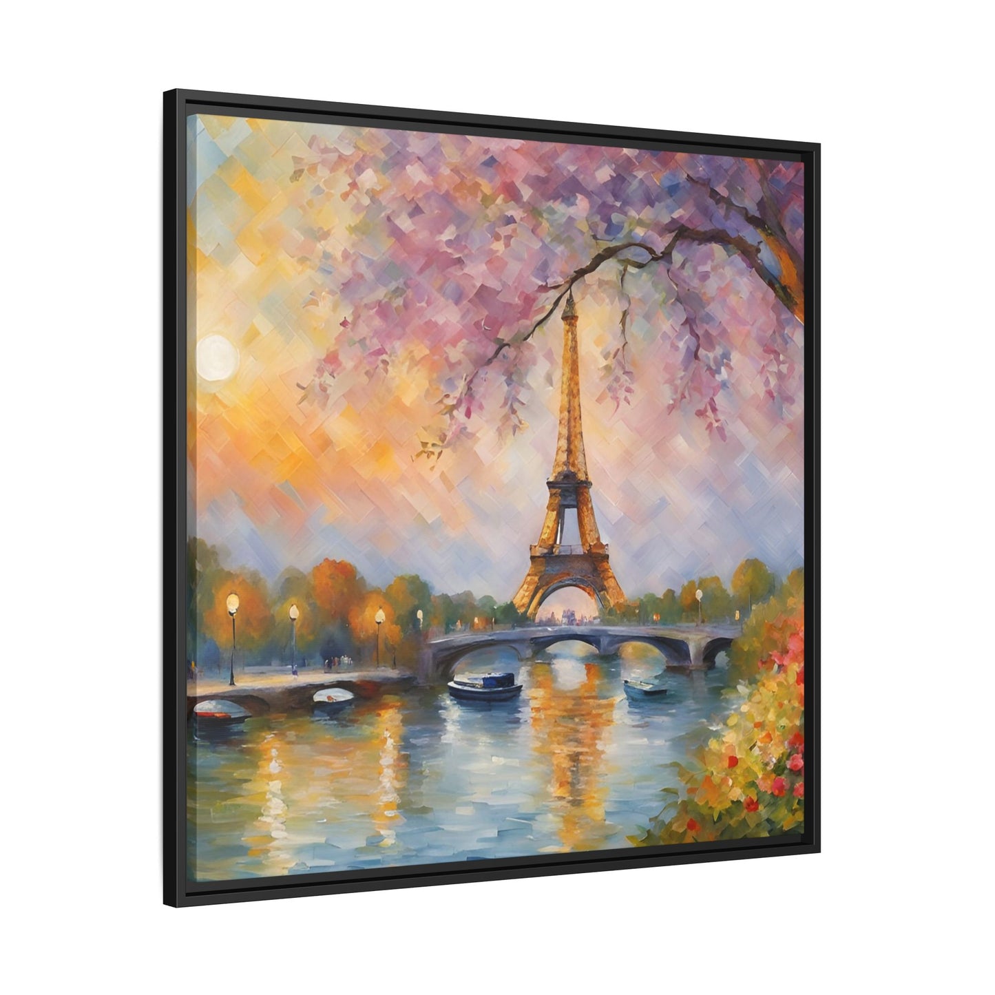 Modern Abstract Eiffel Tower Design Unique Framed Canvas Landscape Wall Art Paris France Gift Nature Lover Gift 3 frame colors