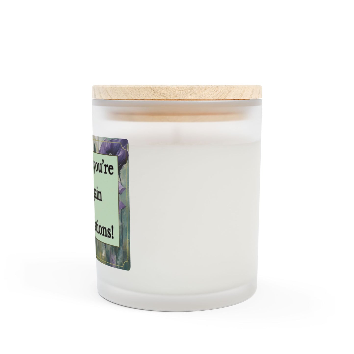 Artisanal Coconut Soy Frosted Glass Candle with Wooden Wick and Raw Maple Lid 11 oz Hand Poured Single Person Funny Breakup Candle