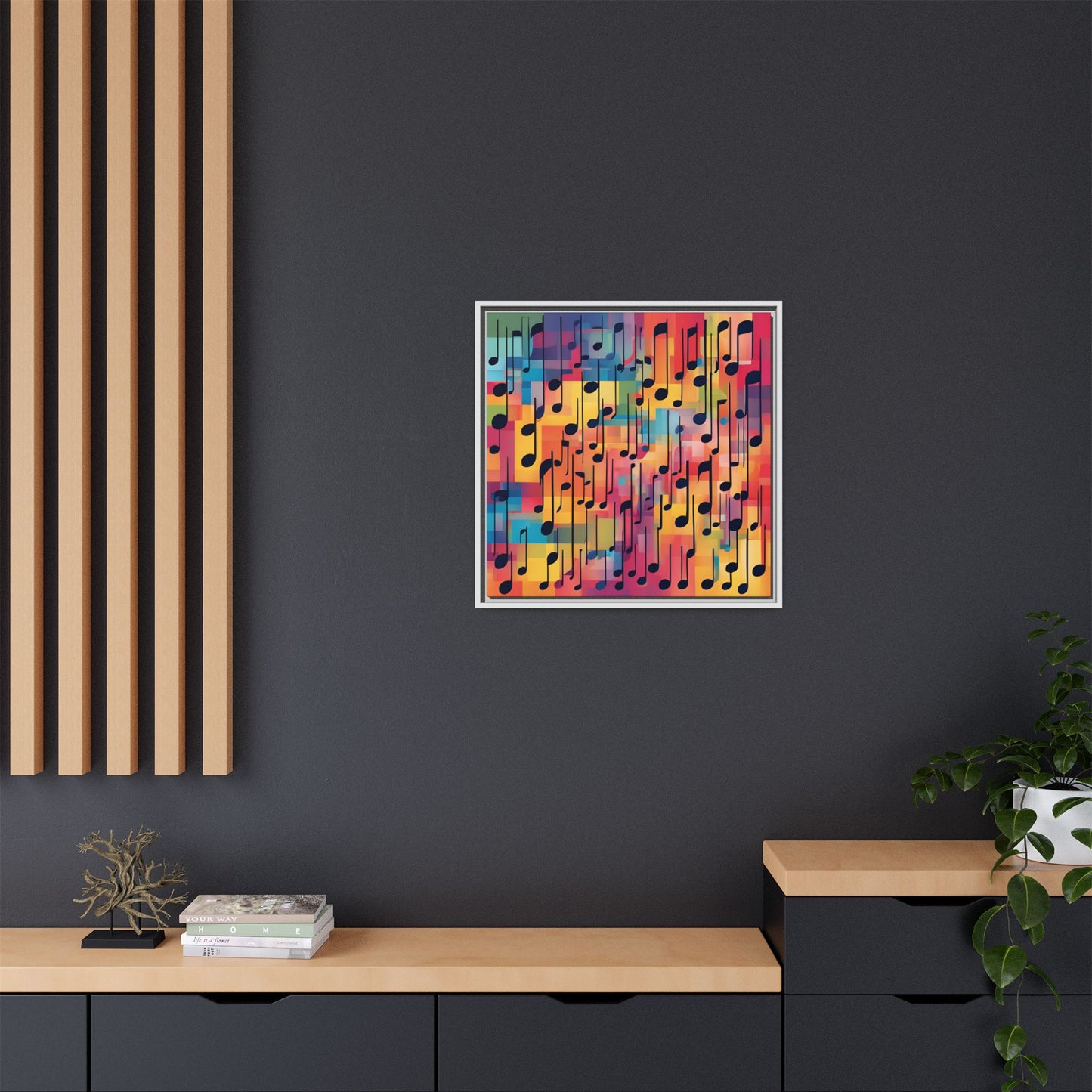 Modern Music-Themed Print Abstract Design Unique Framed Canvas Print Treble Clef Note Wall Art Music Lover Gift Decor 3 frame colors