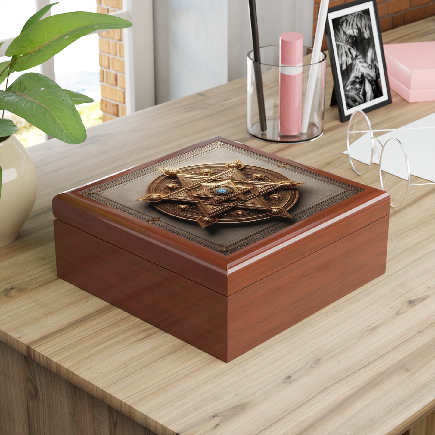 Star of David Wood Jewelry Box Handcrafted Holiday Trinket Rustic Keepsake Gift for Him Her Festive Vanity Storage Hanukkah Decor