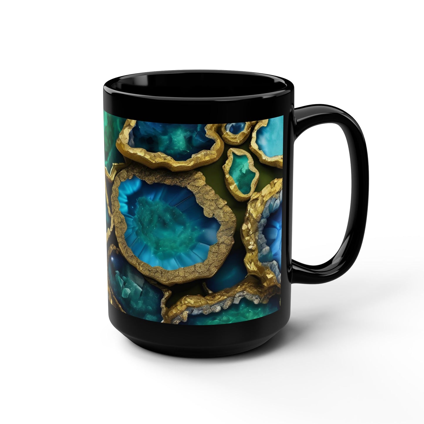 Ceramic Coffee Mug Quartz-Inspired Agate Image Nature Lover Ceramic Unique Colorful Teacup Geode Rock Gemstone Lover Ceramic 15 oz Mug
