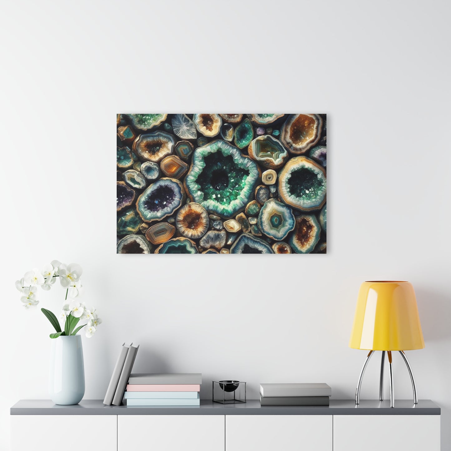 Large Geode-Inspired Design Acrylic Print with French Cleat Agate Marble-look Nature Wall Art Rock Lover Relaxing Artwork Modern Home Decor