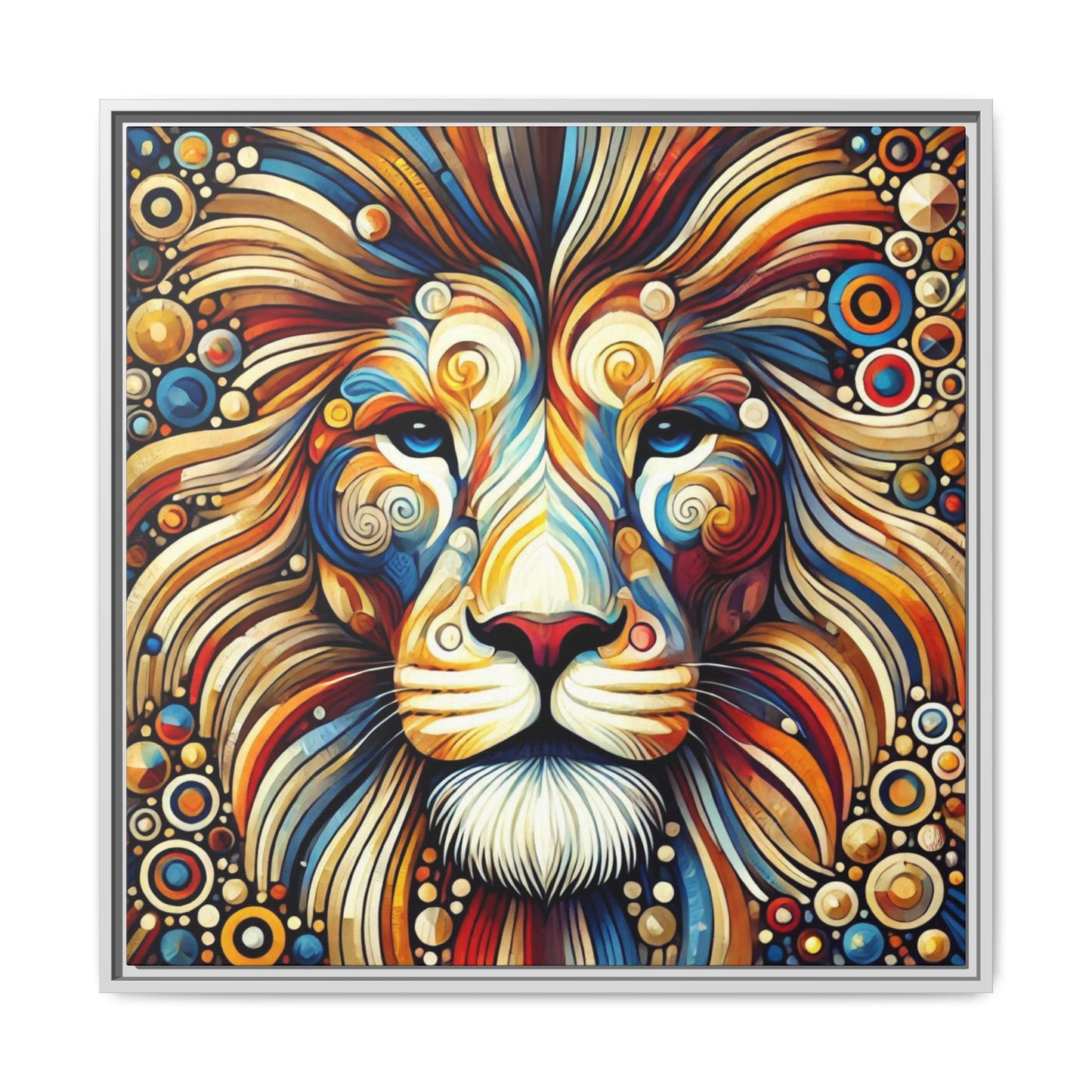 Modern Lion Print Abstract Design Unique Framed Canvas Print King of Jungle Wall Art Animal Lover Gift Nature Lover Decor 3 frame colors