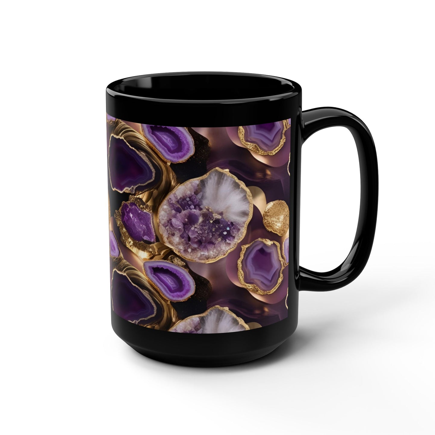 Ceramic Coffee Mug Geode-Inspired Image Nature Lover Ceramic Teacup Gardener Gift Agate-look Rock Lover 15oz Mug