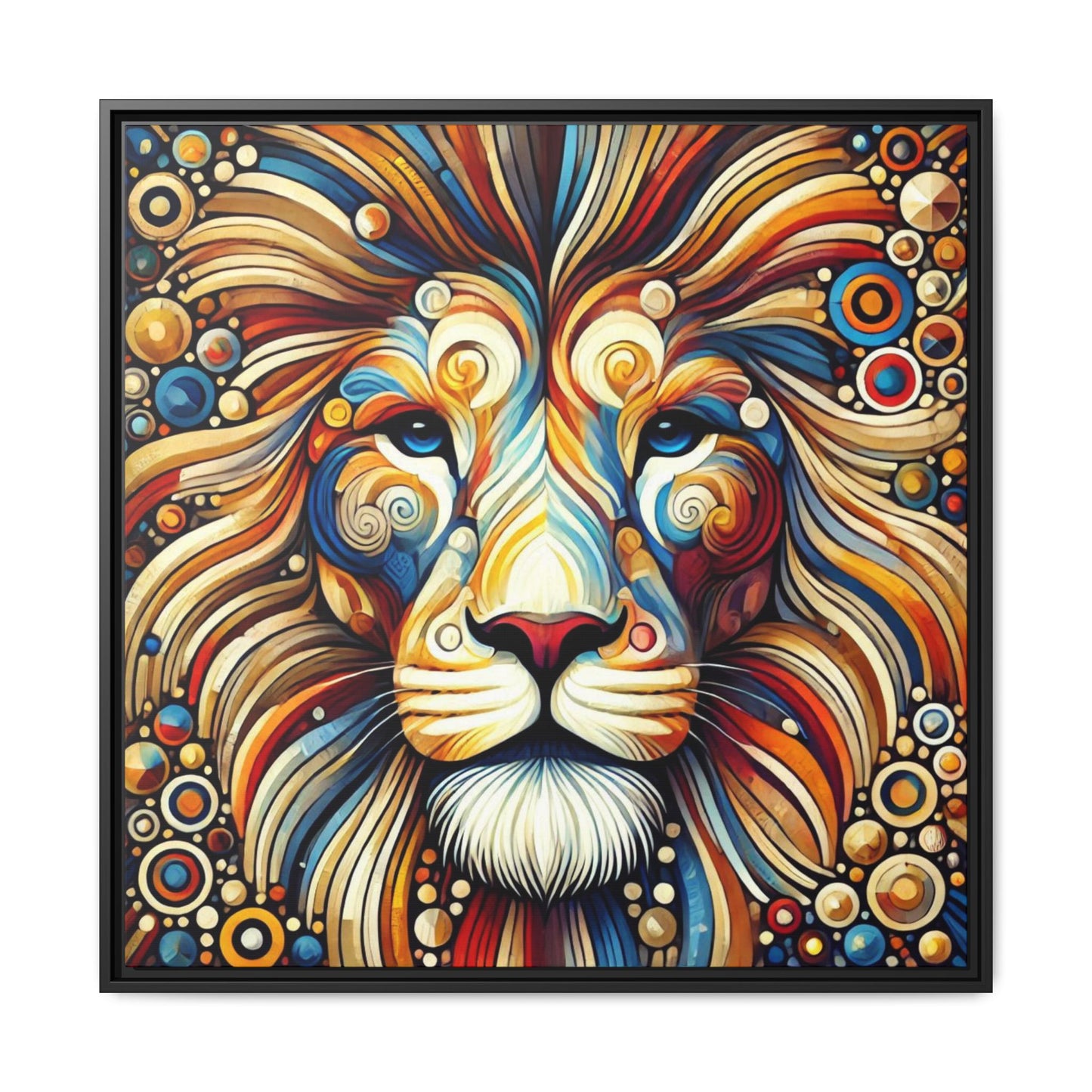 Modern Lion Print Abstract Design Unique Framed Canvas Print King of Jungle Wall Art Animal Lover Gift Nature Lover Decor 3 frame colors