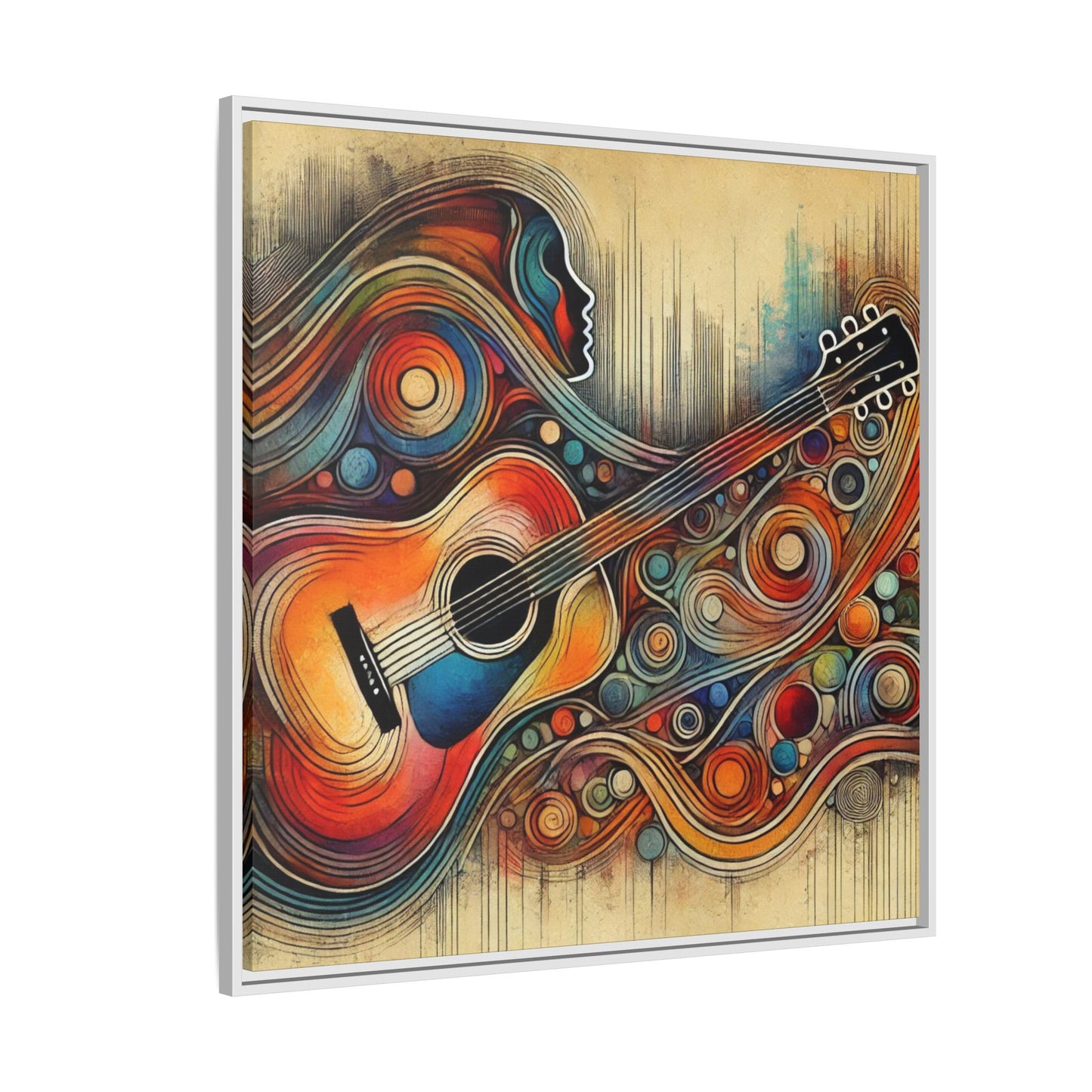 Modern Music-Themed Print Abstract Design Unique Framed Canvas Print Guitar Wall Art Music Lover Gift Decor 3 frame colors