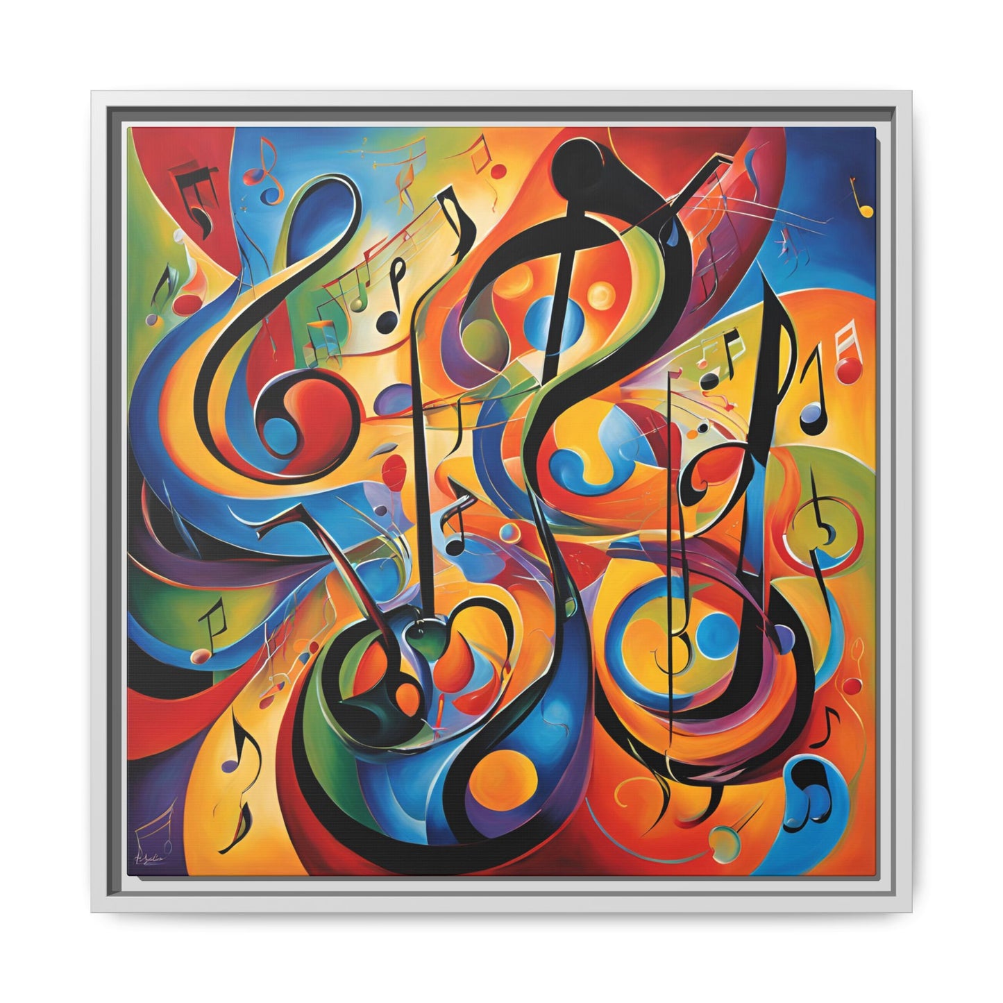 Modern Music-Themed Print Abstract Design Unique Framed Canvas Print Treble Clef Note Wall Art Music Lover Gift Decor 3 frame colors