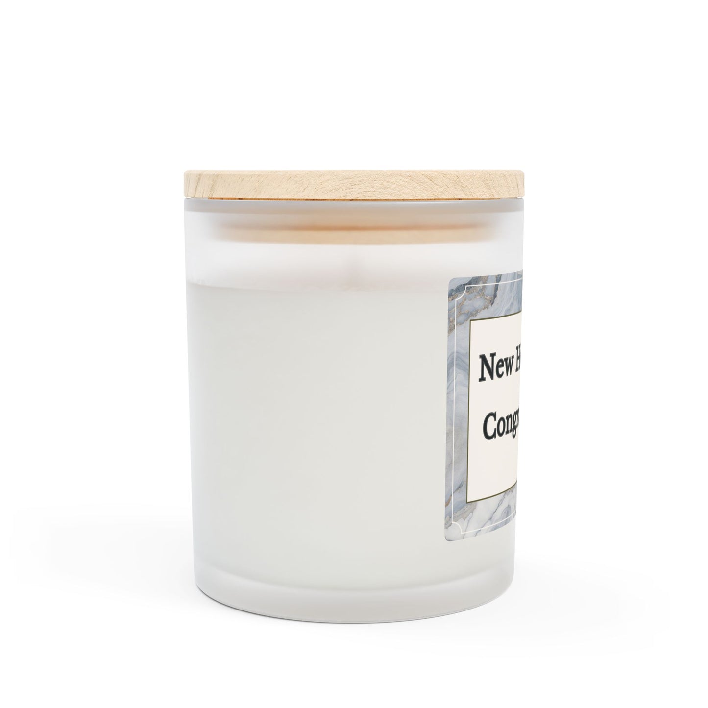 Artisanal Coconut Soy Frosted Glass Candle with Wooden Wick and Raw Maple Lid 11 oz Hand Poured Candle for New Home Owner 50 hrs burn time