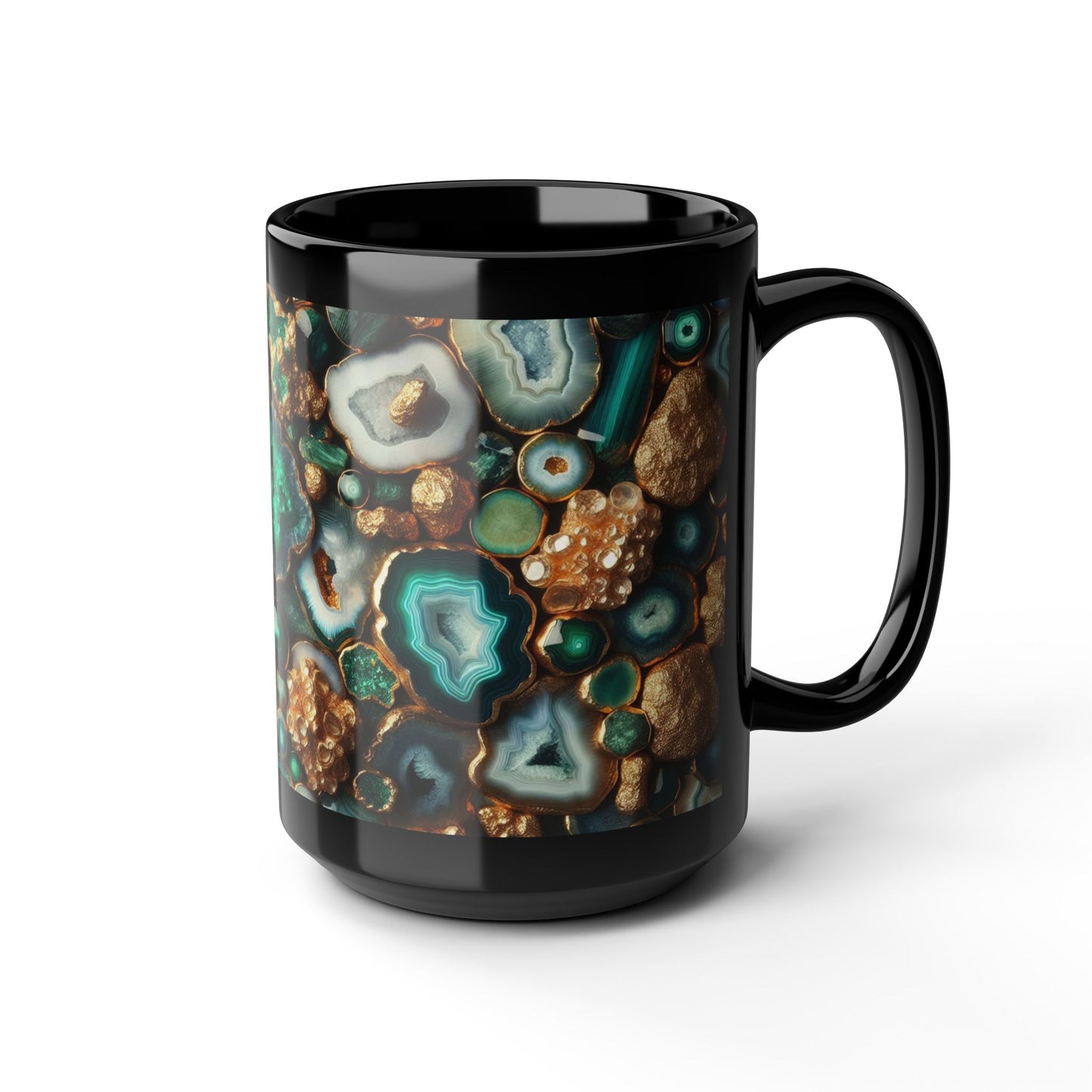 Ceramic Coffee Mug Quartz-Inspired Agate Image Nature Lover Ceramic Unique Colorful Teacup Geode Rock Gemstone Lover Ceramic 15 oz Mug