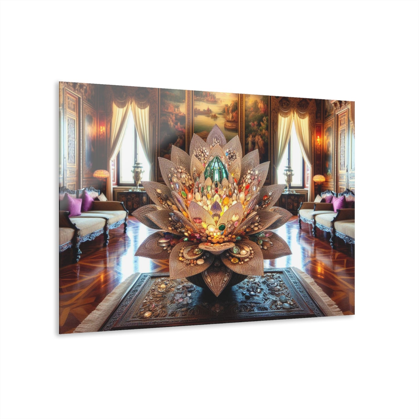 Large Lotus Blossom Floral Design Acrylic Print with French Cleat Nature Lover Wall Art Flower Lover Gift Artwork Modern Garden Home Decor