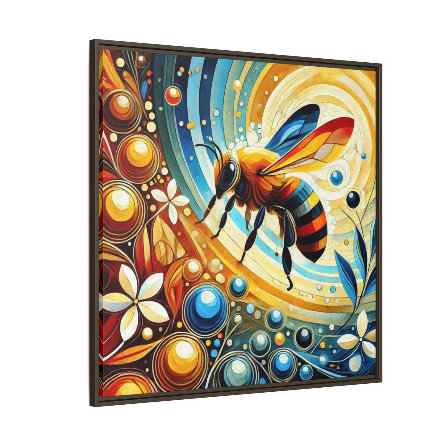 Modern Bee Print Abstract Design Unique Framed Canvas Print Insect Lover Wall Art Animal Lover Nature Lover Decor 3 frame colors