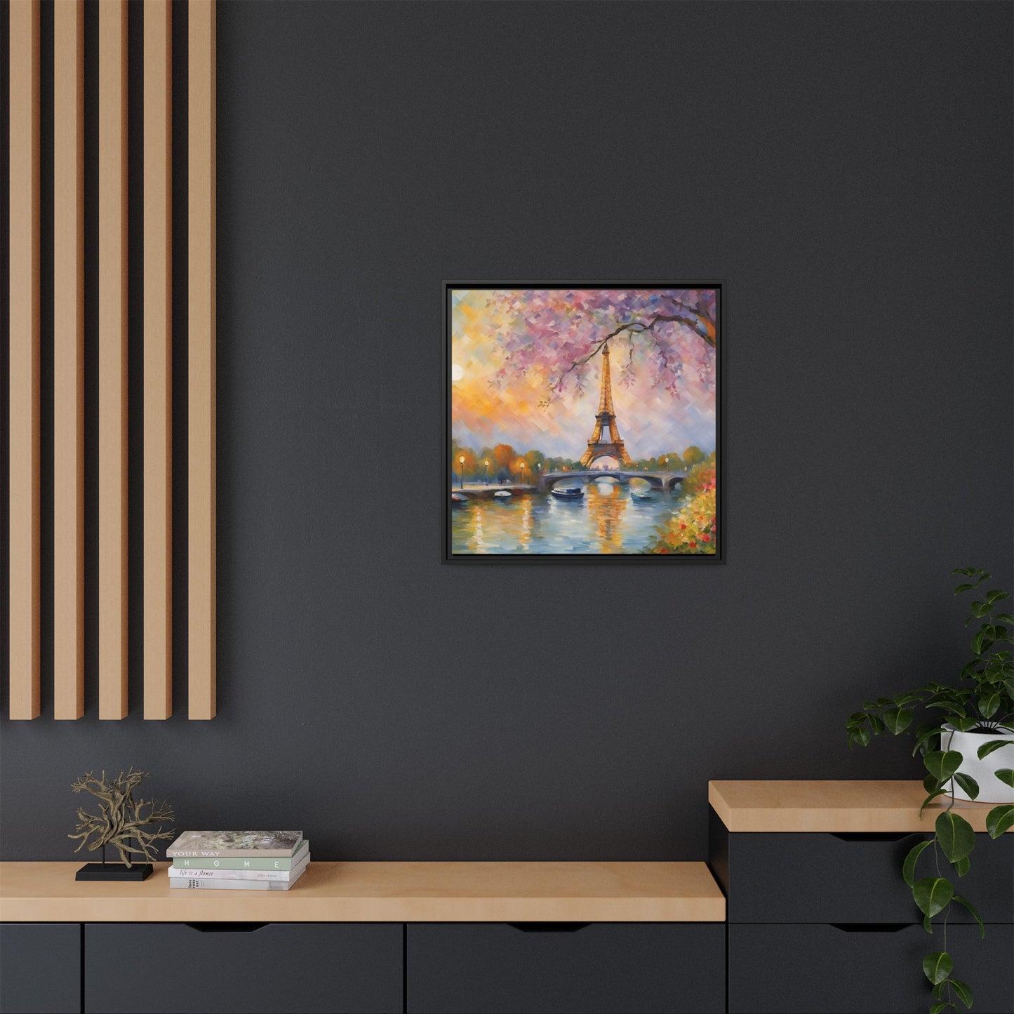 Modern Abstract Eiffel Tower Design Unique Framed Canvas Landscape Wall Art Paris France Gift Nature Lover Gift 3 frame colors