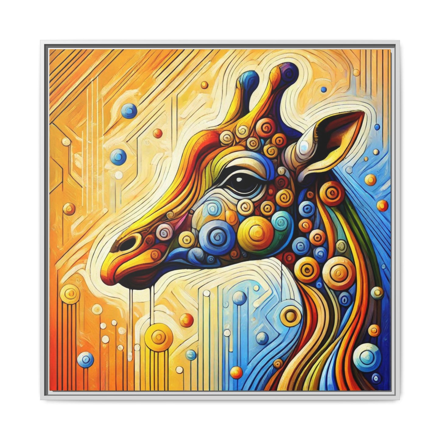 Modern Giraffe Print Abstract Design Unique Framed Canvas Print African Wall Art Animal Lover Gift Nature Lover Decor 3 frame colors