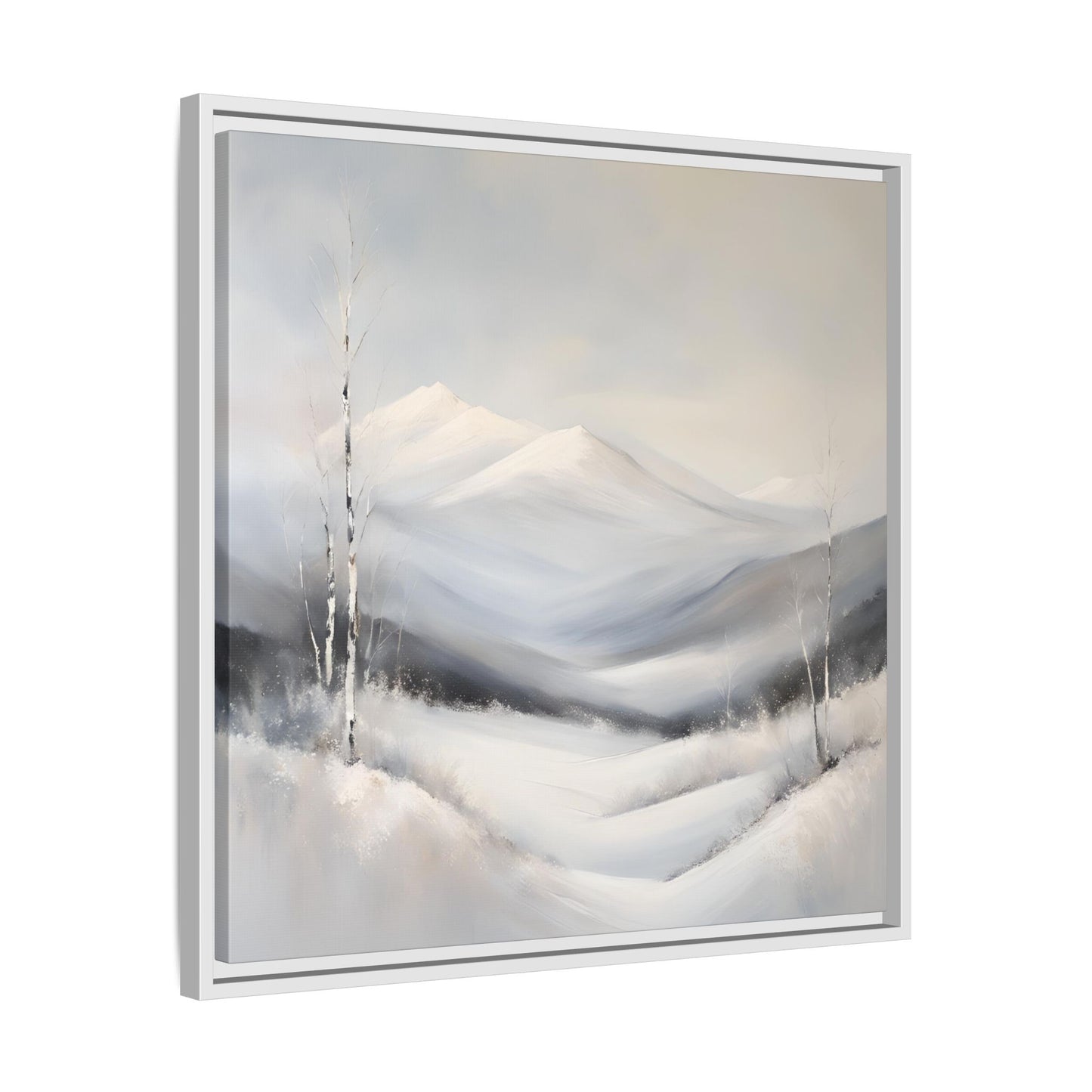 Modern Abstract Mountain Design Unique Framed Canvas Wall Art Snowy Gift Nature Lover Gift 3 frame colors