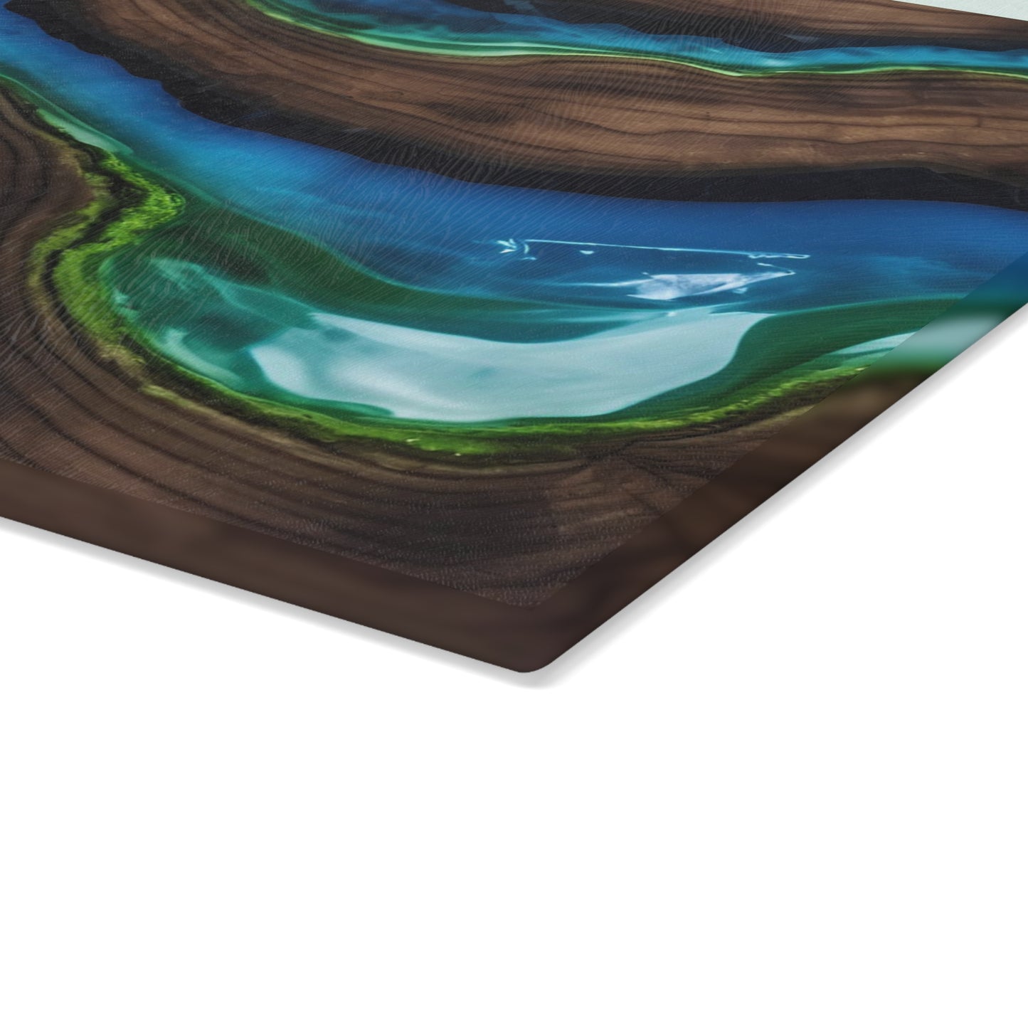 Kitchen Decor Glass Wood-look Image Nature Lover Cutting Board Serving Tray Home Cook Gift Colorful Glass Geode-inspired Charcuterie Board