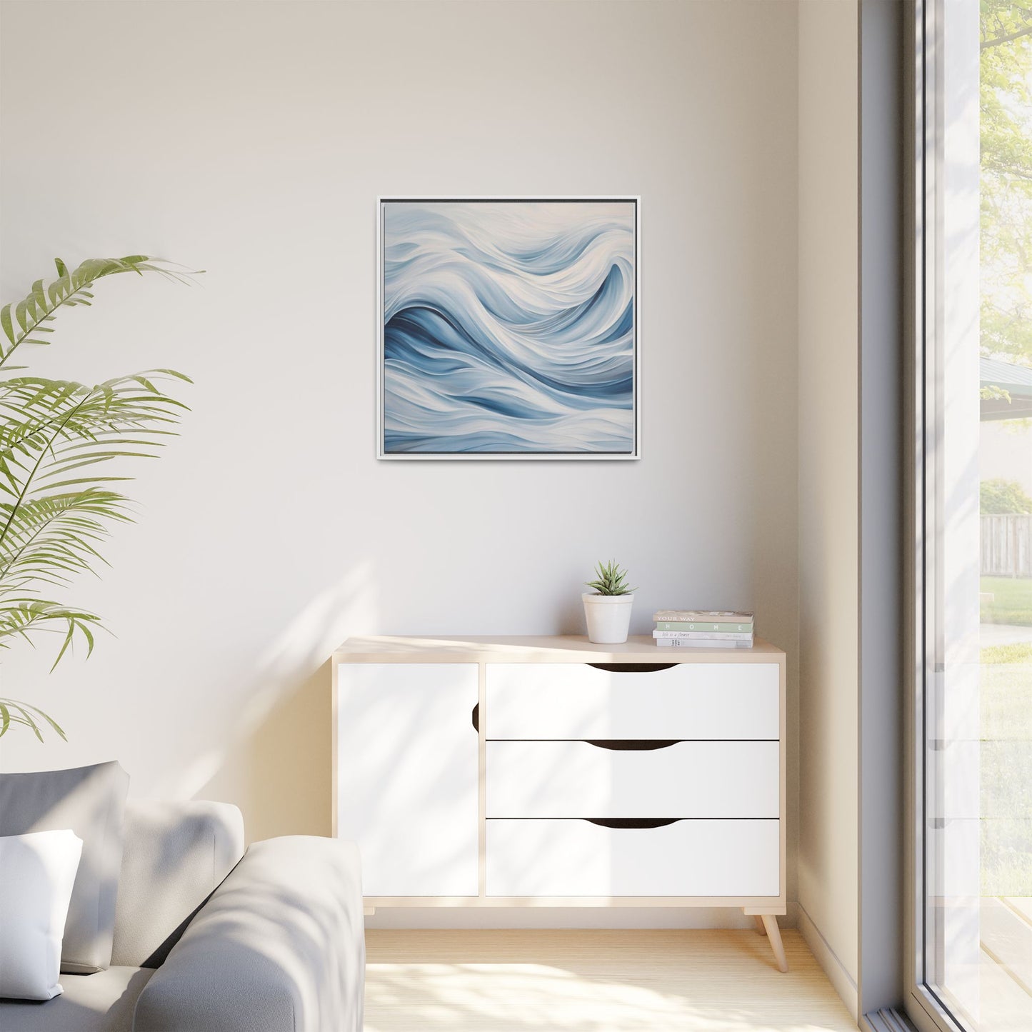 Modern Abstract Wave Design Unique Framed Print Canvas Wall Art Ocean Beach Gift Nature Lover Gift Underwater Sea Lover Gift 3 frame colors