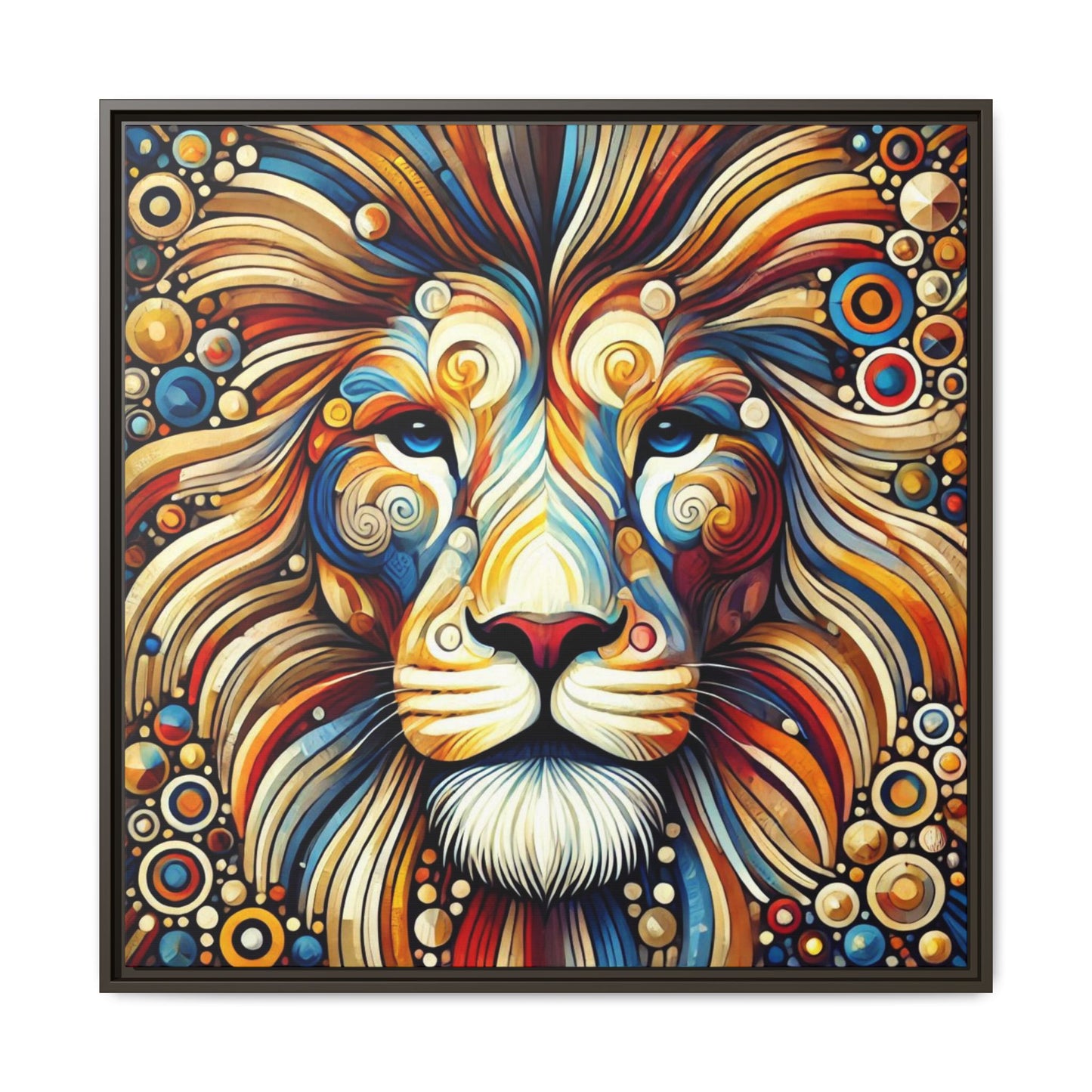 Modern Lion Print Abstract Design Unique Framed Canvas Print King of Jungle Wall Art Animal Lover Gift Nature Lover Decor 3 frame colors