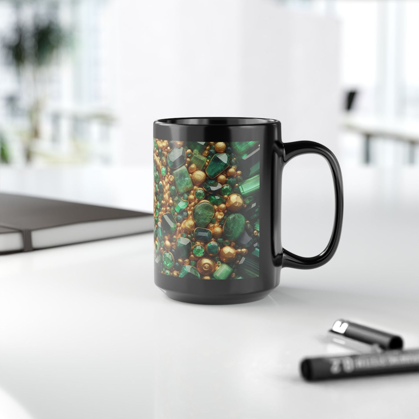Ceramic Coffee Mug Quartz-Inspired Image Nature Rock Lover Ceramic Tea Cup Flower Emerald Gemstone Lover Geode Look Ceramic Mug