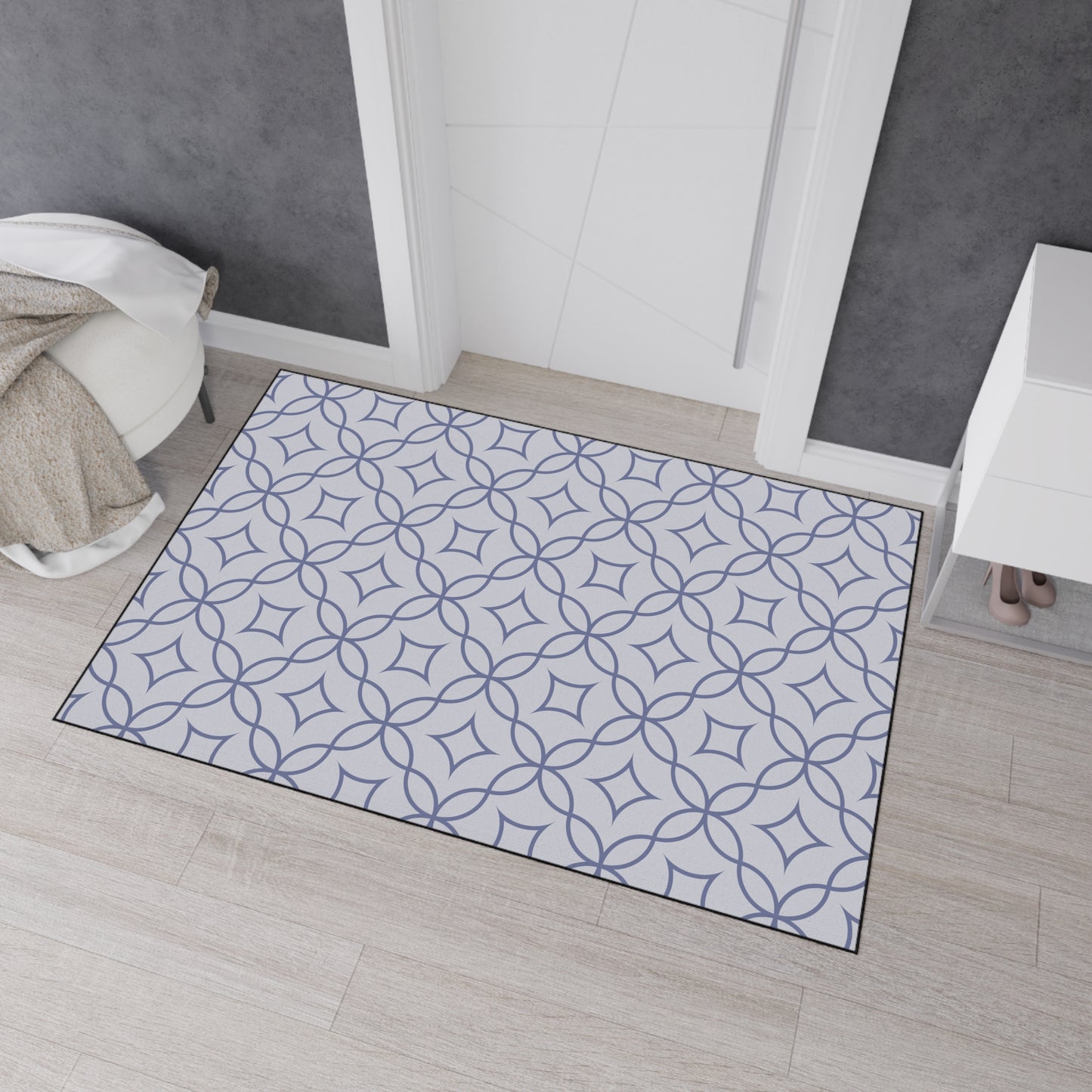 Decorative Heavy Duty Non-Slip Floor Mat Stylish Design Perfect for Entryway Kitchen Décor Grey Geometric Floral Design Rug Bathroom Mat