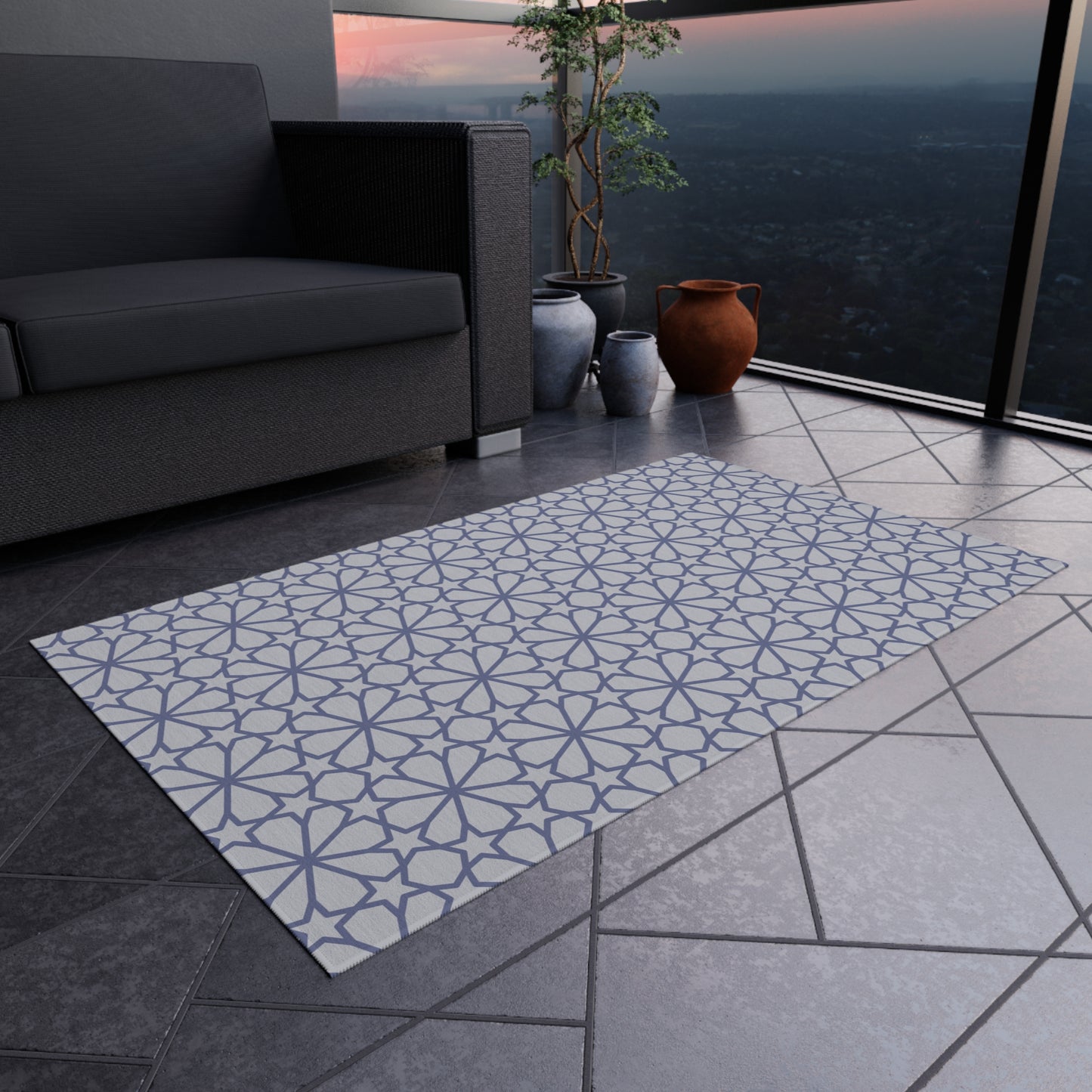 Chenille Outdoor Rug with No-Skid Backing Cozy Outdoor Carpet Grey Patio Decor Gazebo Rug Pool Area Decor Outdoor Kitchen Carpet